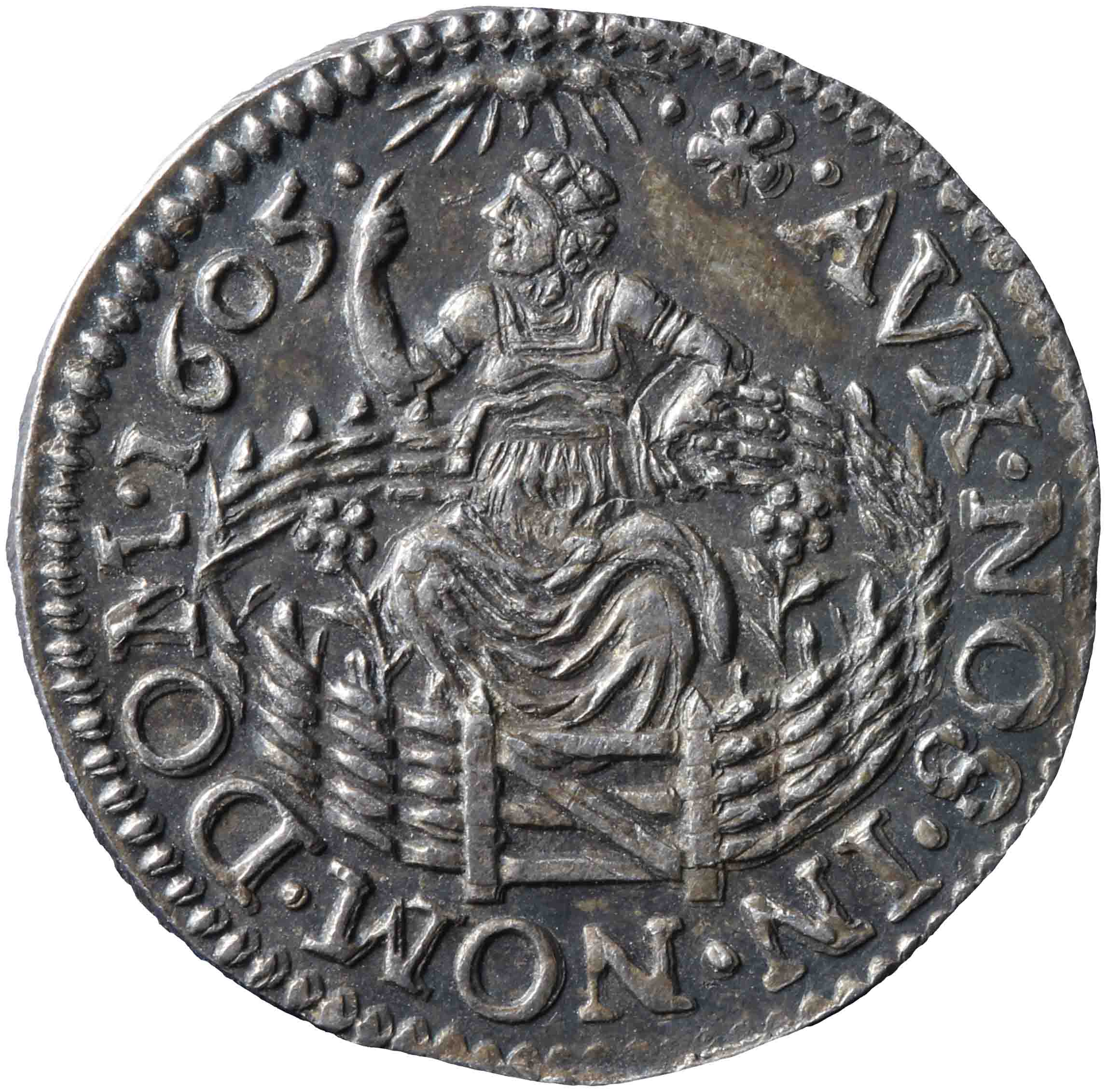 Afbeelding van de voorzijde. duit. Inventarisnummer:NM-03200