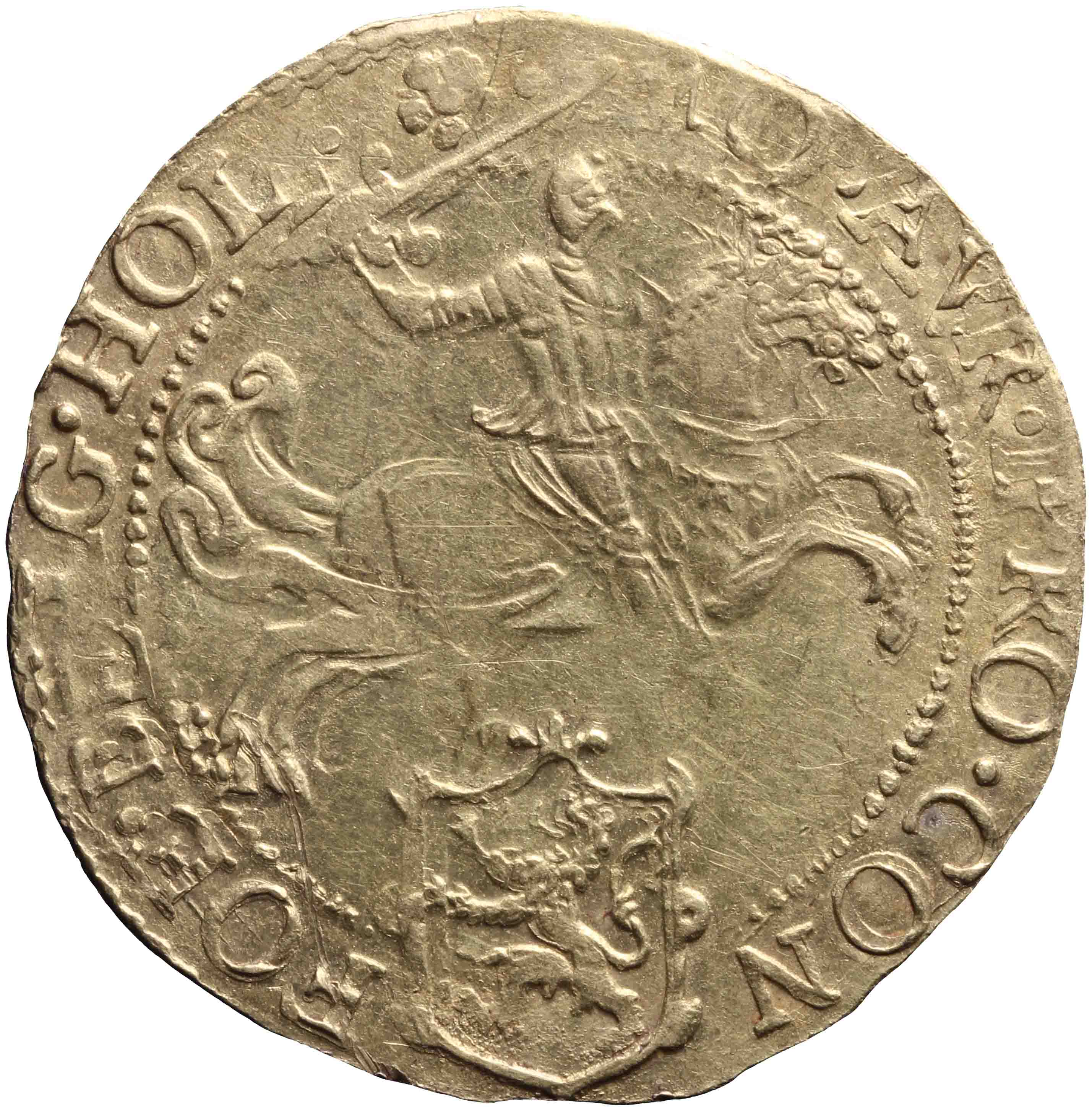 Afbeelding van de voorzijde. grote gouden rijder. Inventarisnummer:NM-03259