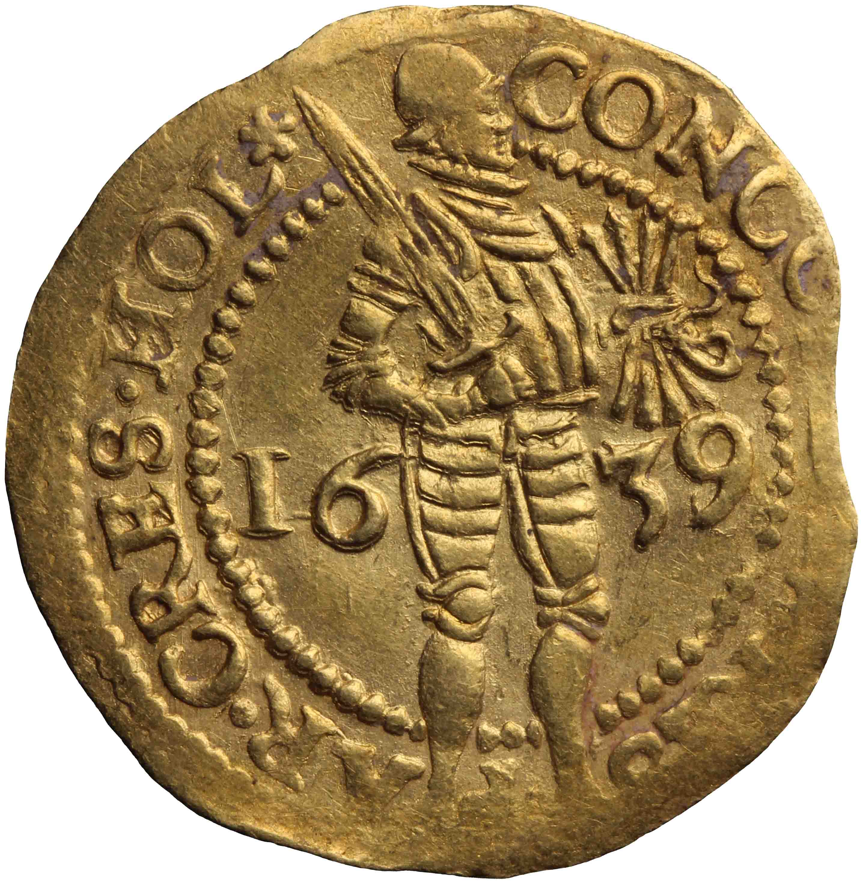 Afbeelding van de voorzijde. gouden dukaat. Inventarisnummer:NM-03274