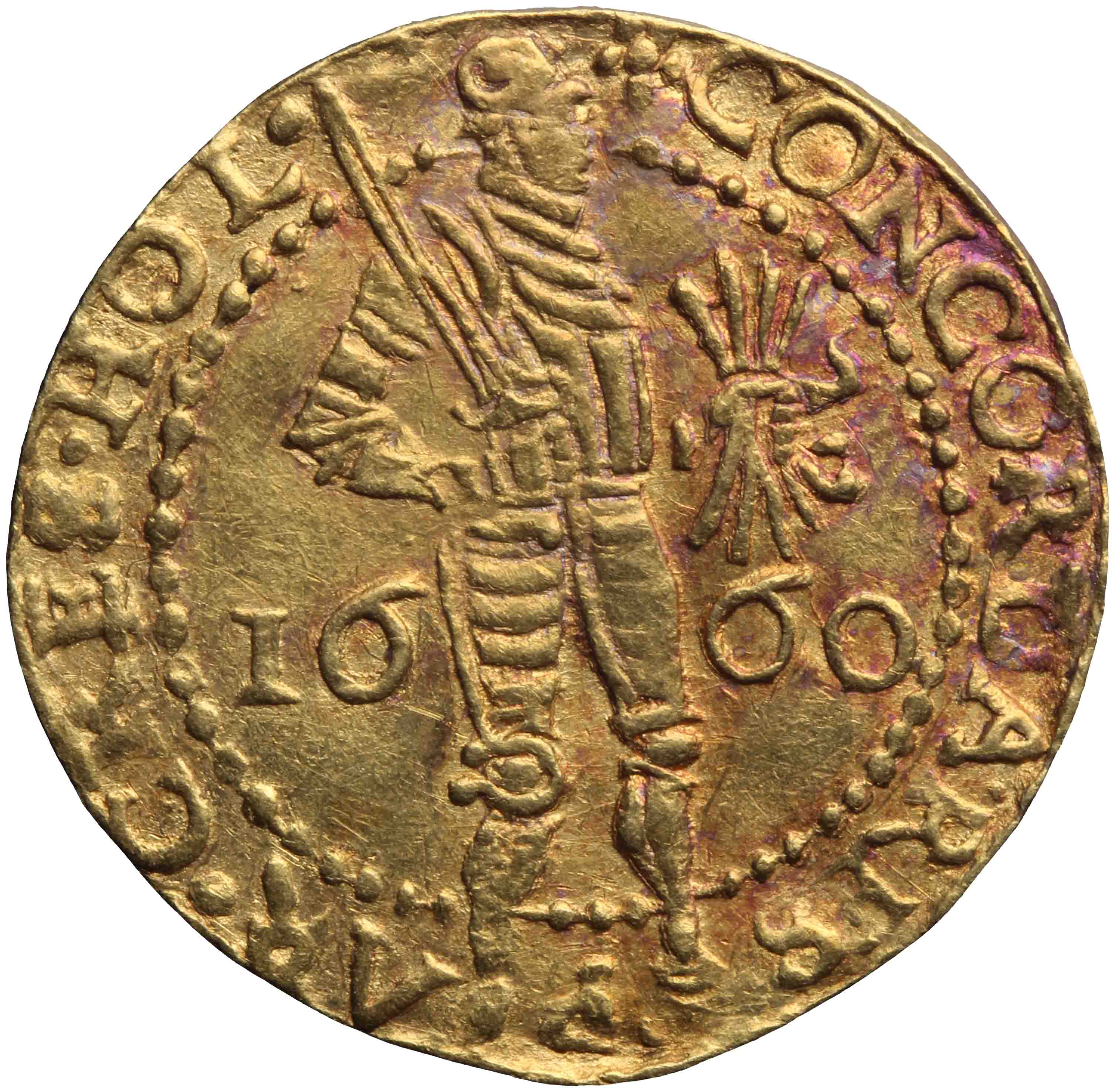 Afbeelding van de voorzijde. gouden dukaat. Inventarisnummer:NM-03302