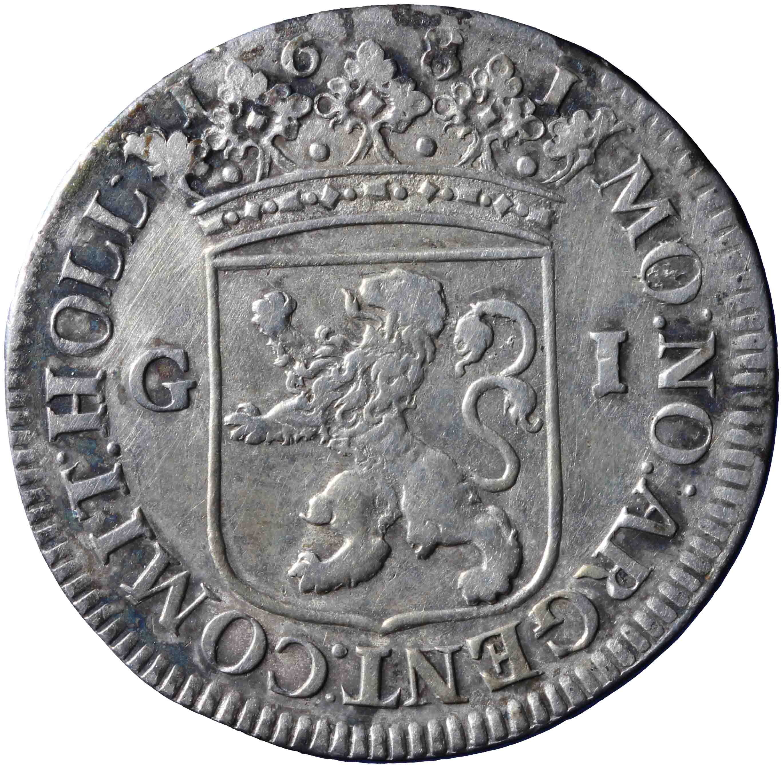 Afbeelding van de keerzijde. provinciale gulden. Inventarisnummer:NM-03403