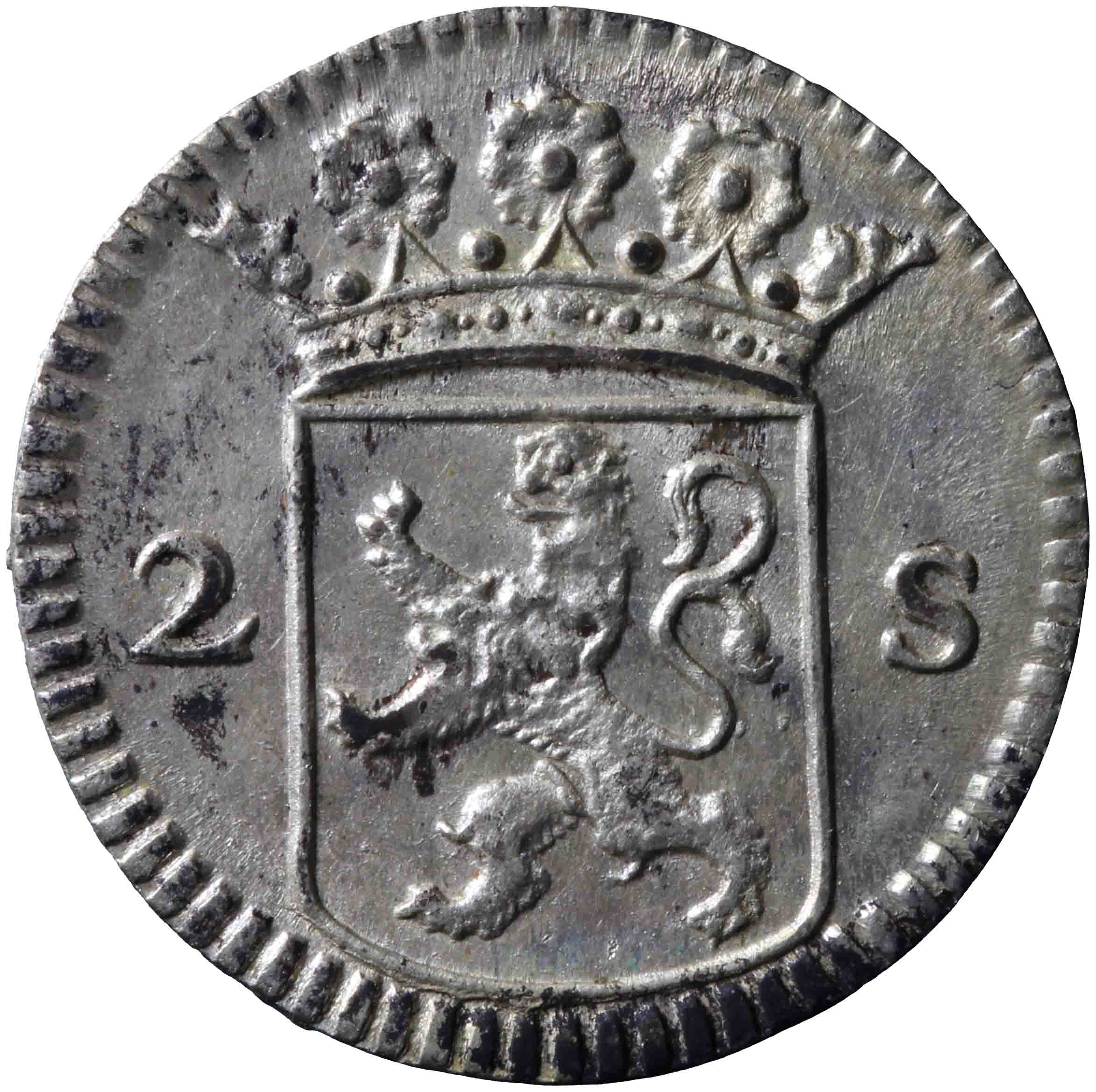 Afbeelding van de voorzijde. dubbele wapenstuiver. Inventarisnummer:NM-03499