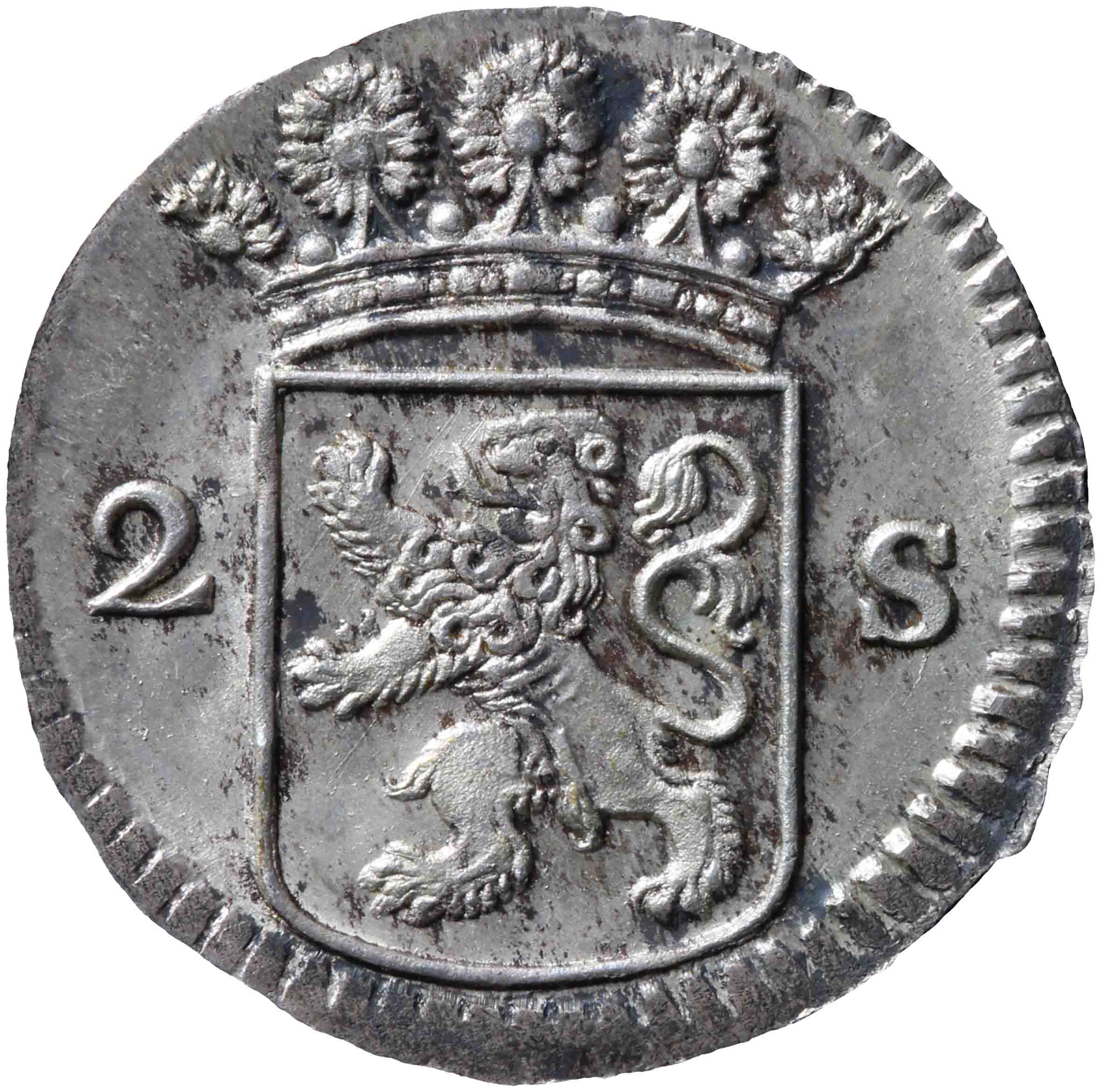 Afbeelding van de voorzijde. dubbele wapenstuiver. Inventarisnummer:NM-03512