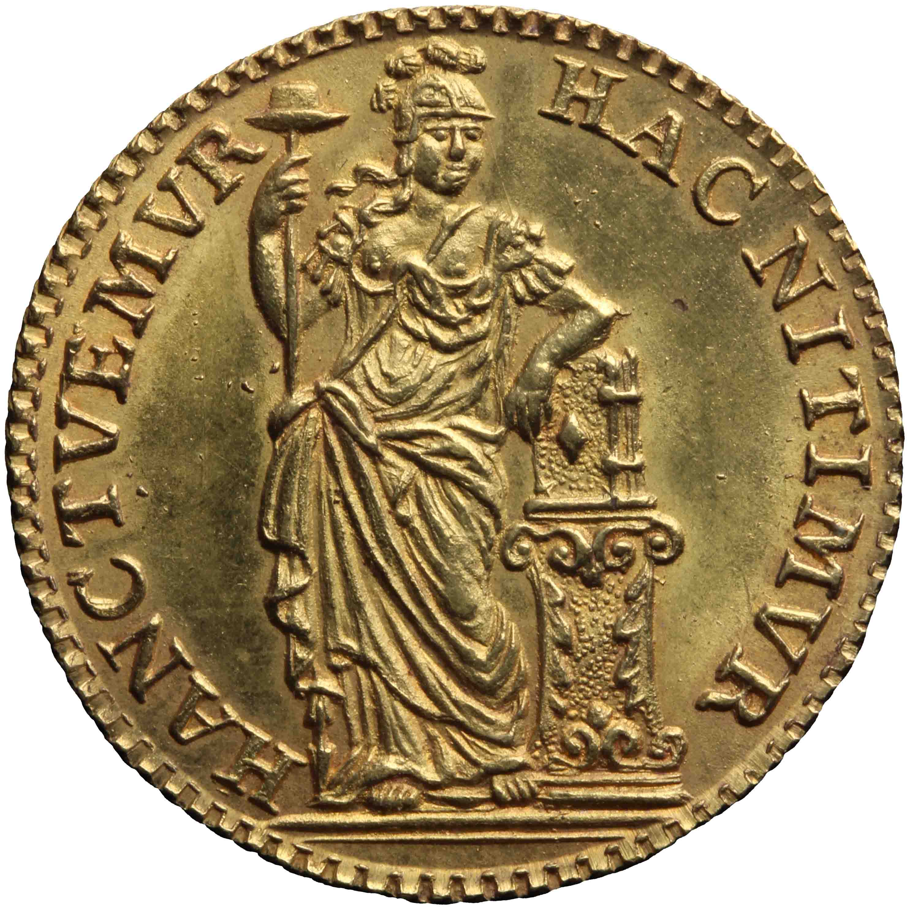 Afbeelding van de voorzijde. muntmeesterspenning (kwart gulden). Inventarisnummer:NM-03622