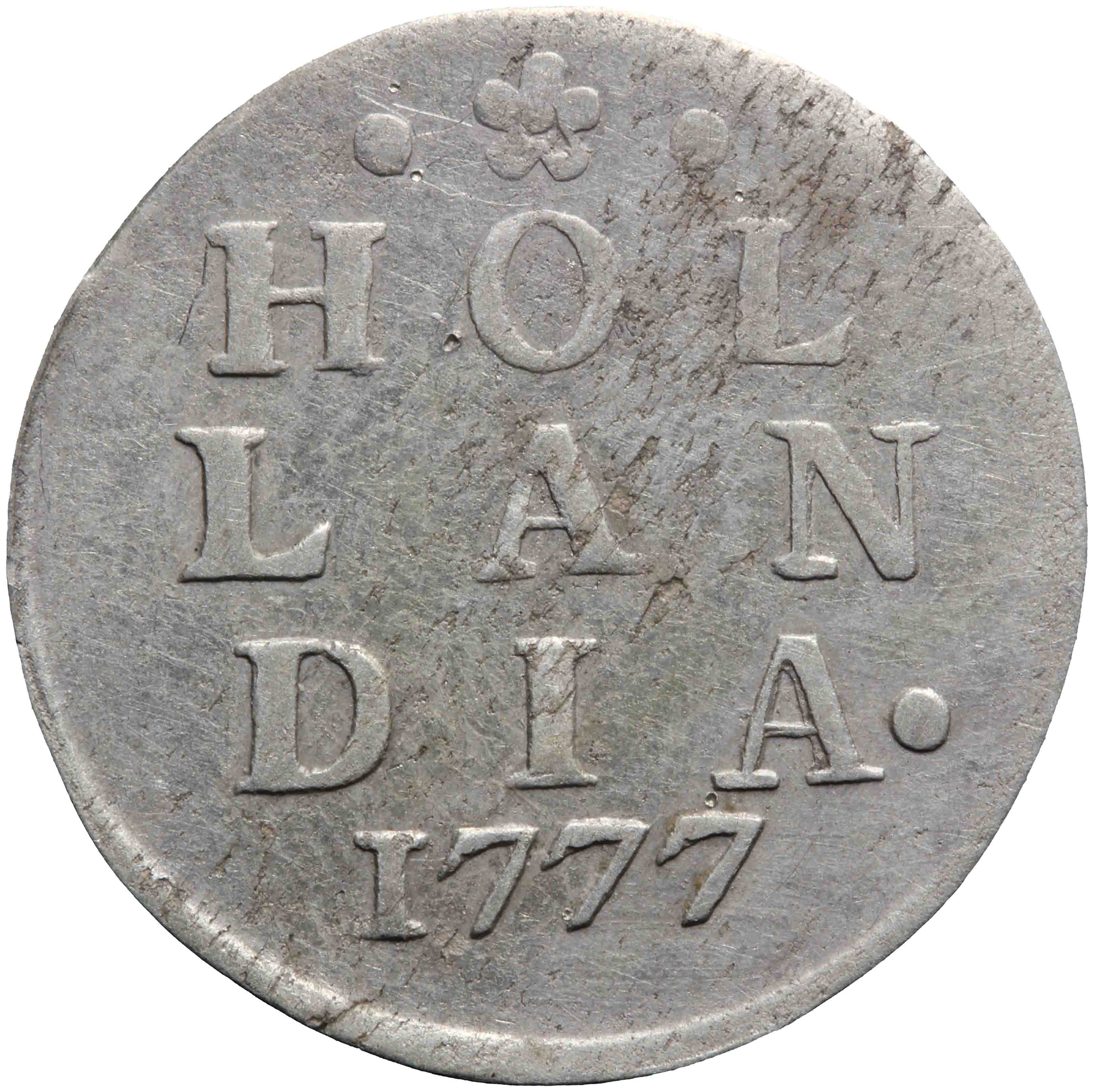 Afbeelding van de keerzijde. dubbele wapenstuiver. Inventarisnummer:NM-03686