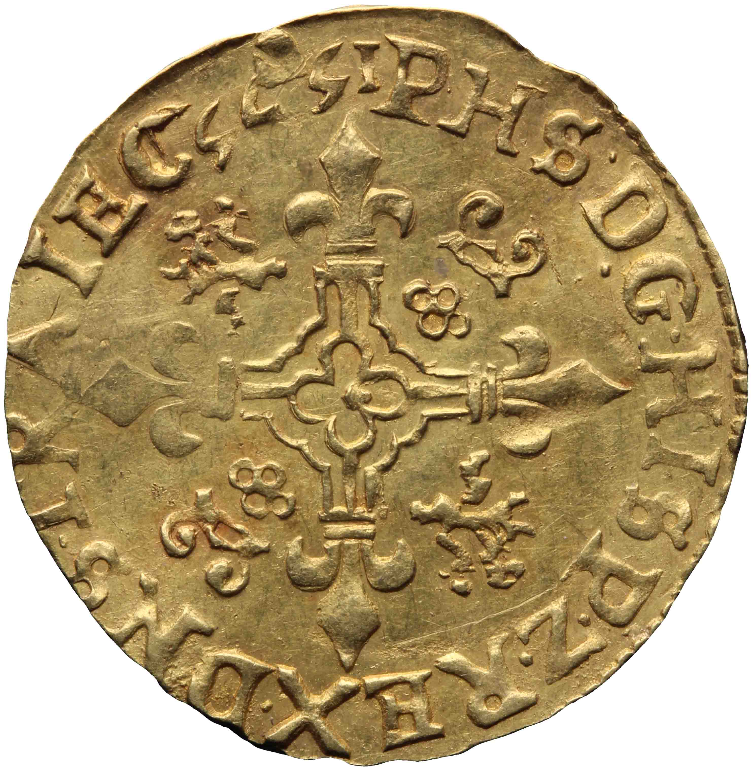 Afbeelding van de voorzijde. gouden kroon. Inventarisnummer:NM-05602