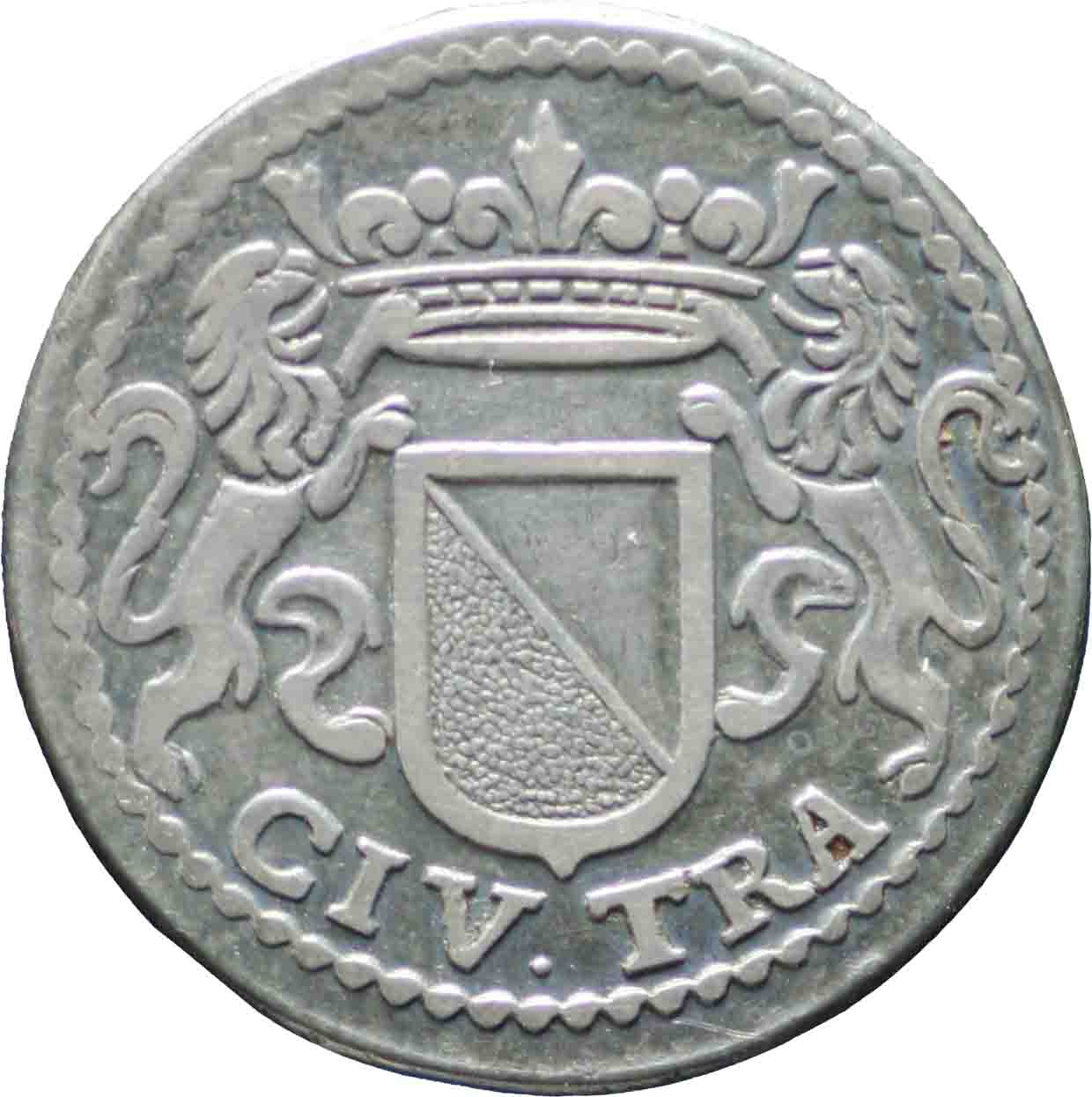 Afbeelding van de voorzijde. duit. Inventarisnummer:NM-05854