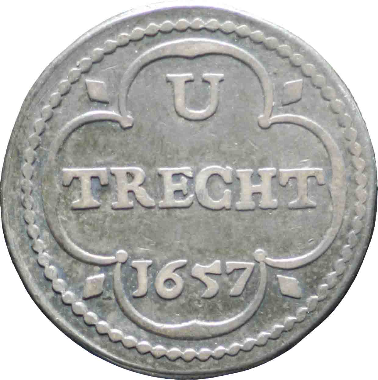 Afbeelding van de keerzijde. duit. Inventarisnummer:NM-05854