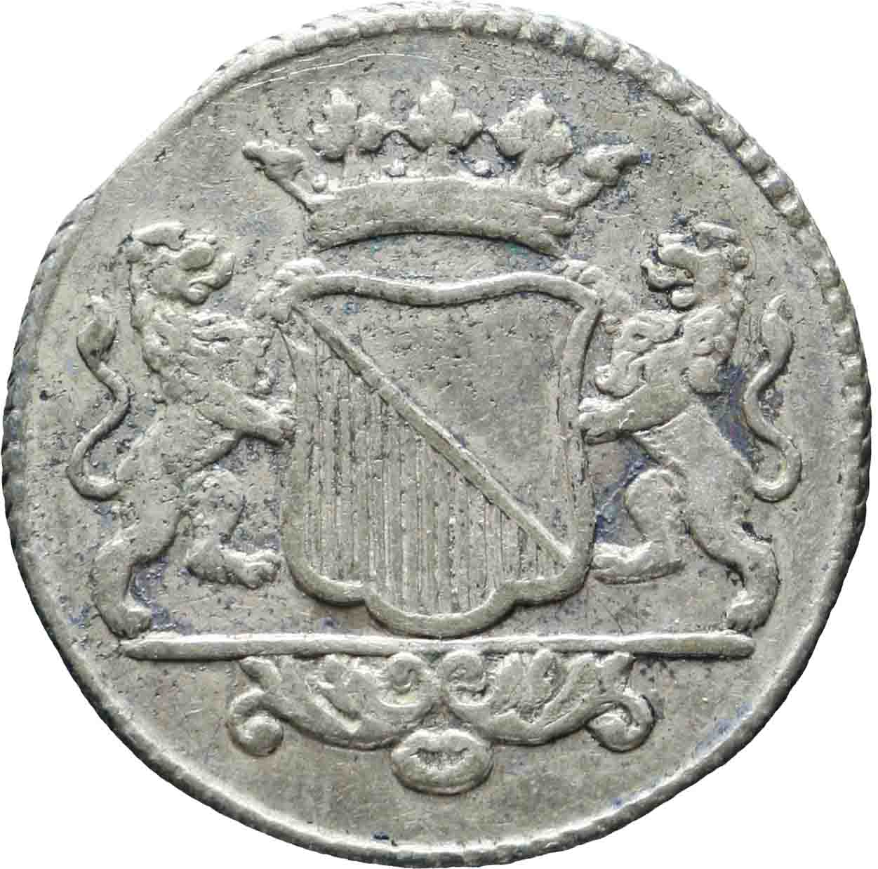 Afbeelding van de voorzijde. duit. Inventarisnummer:NM-06091