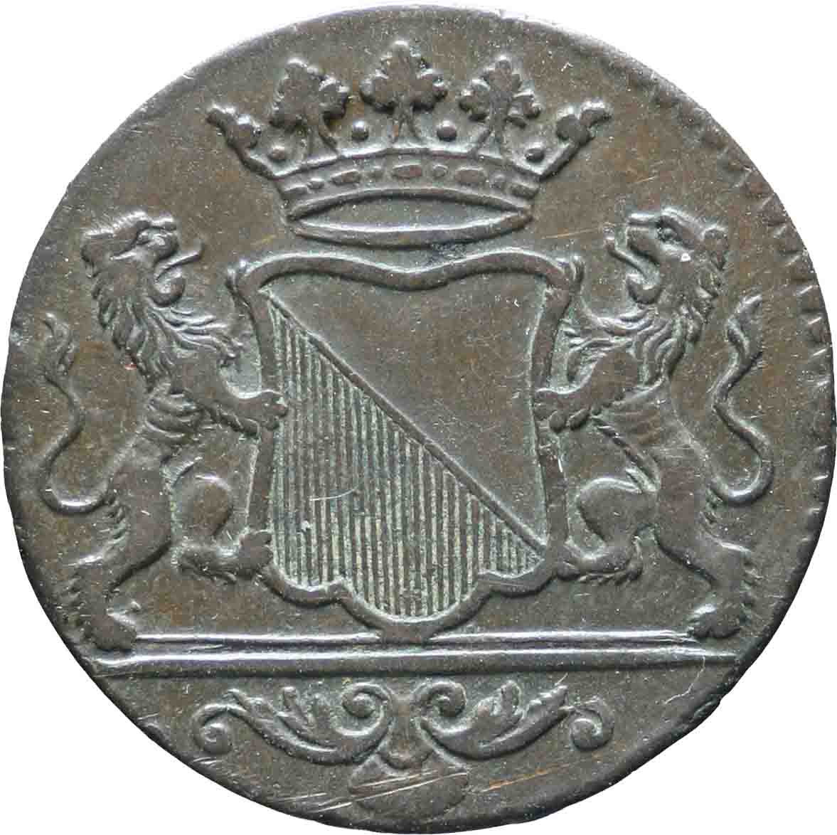 Afbeelding van de voorzijde. duit. Inventarisnummer:NM-06138
