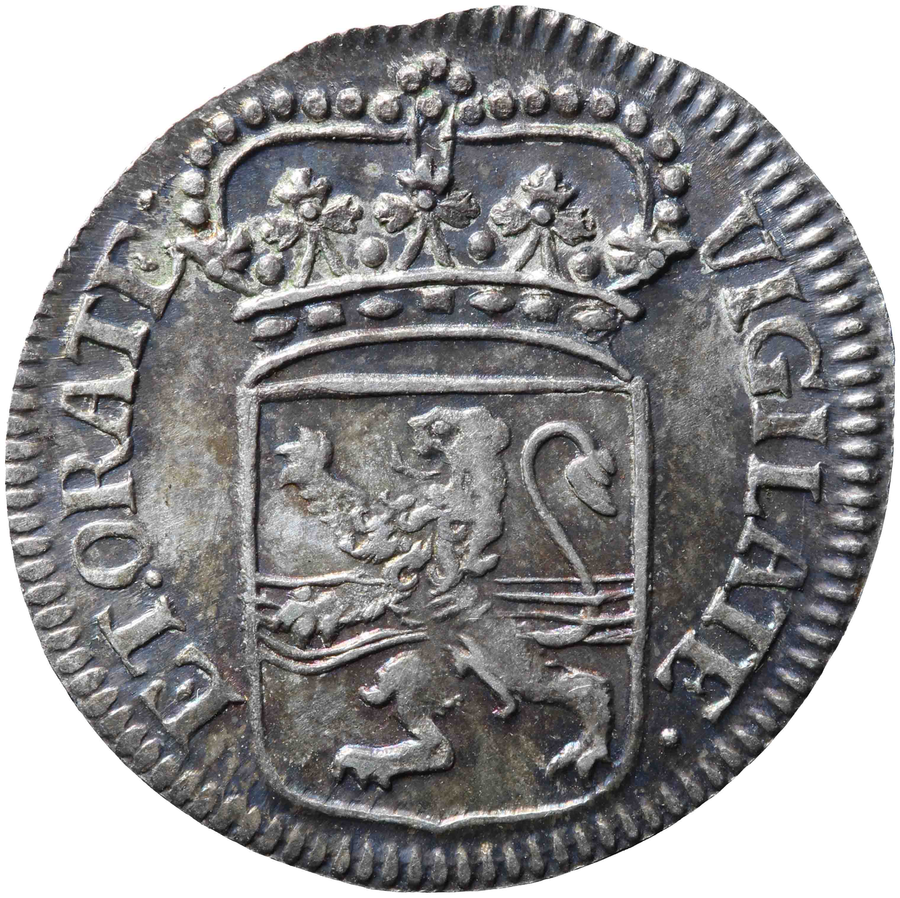 Afbeelding van de voorzijde. duit. Inventarisnummer:NM-07222