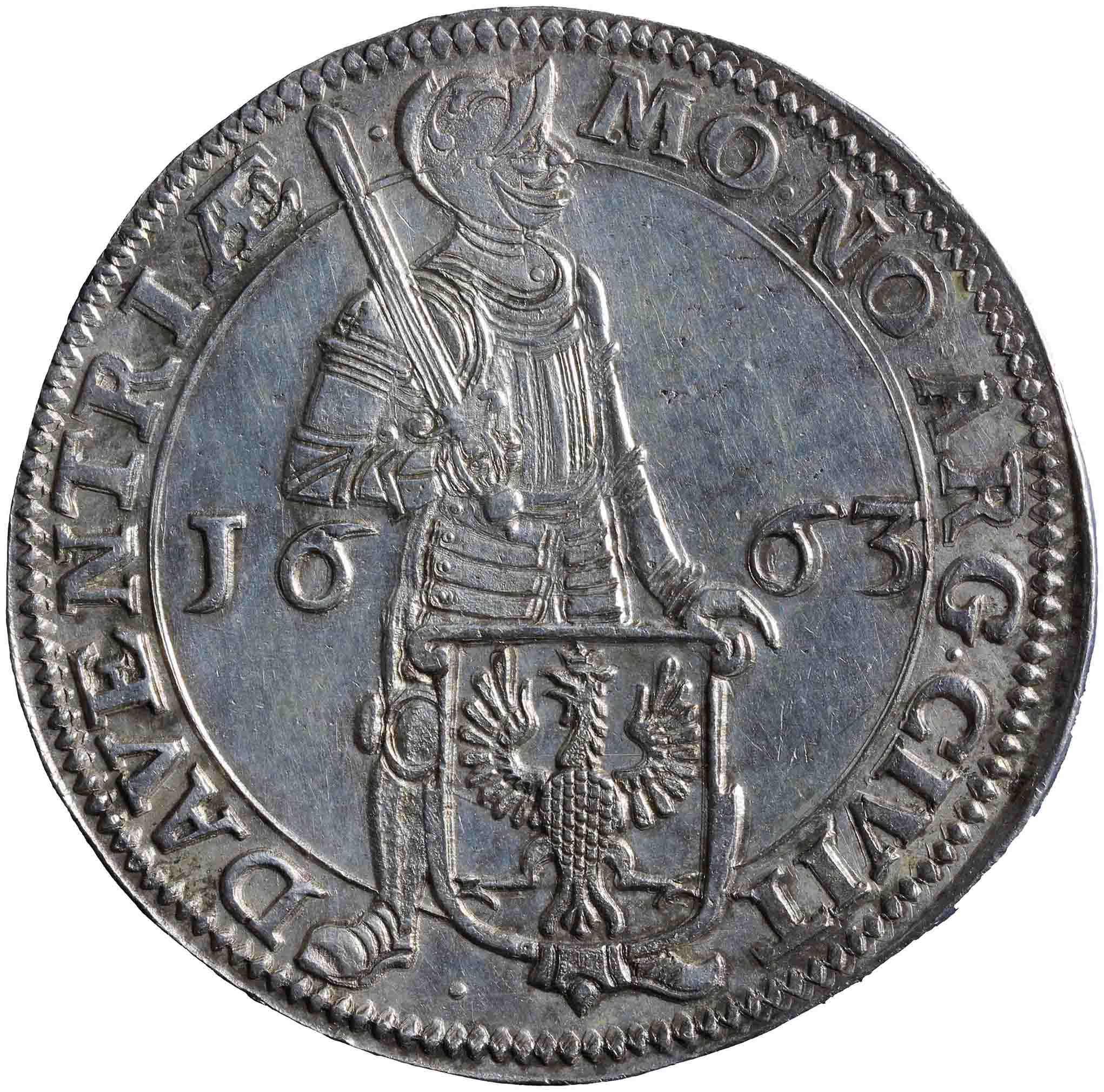 Afbeelding van de voorzijde. zilveren dukaat. Inventarisnummer:NM-07559