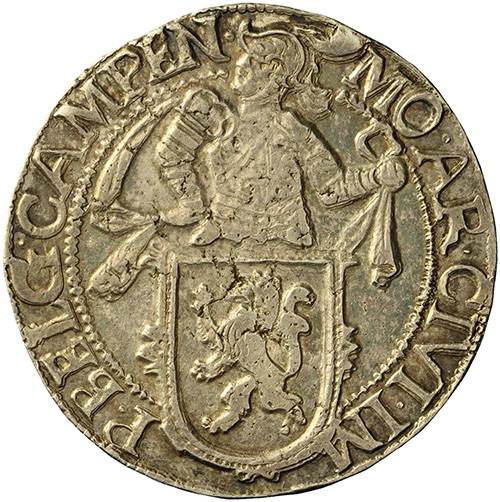 Afbeelding van de voorzijde. leeuwendaalder. Inventarisnummer:NM-07771