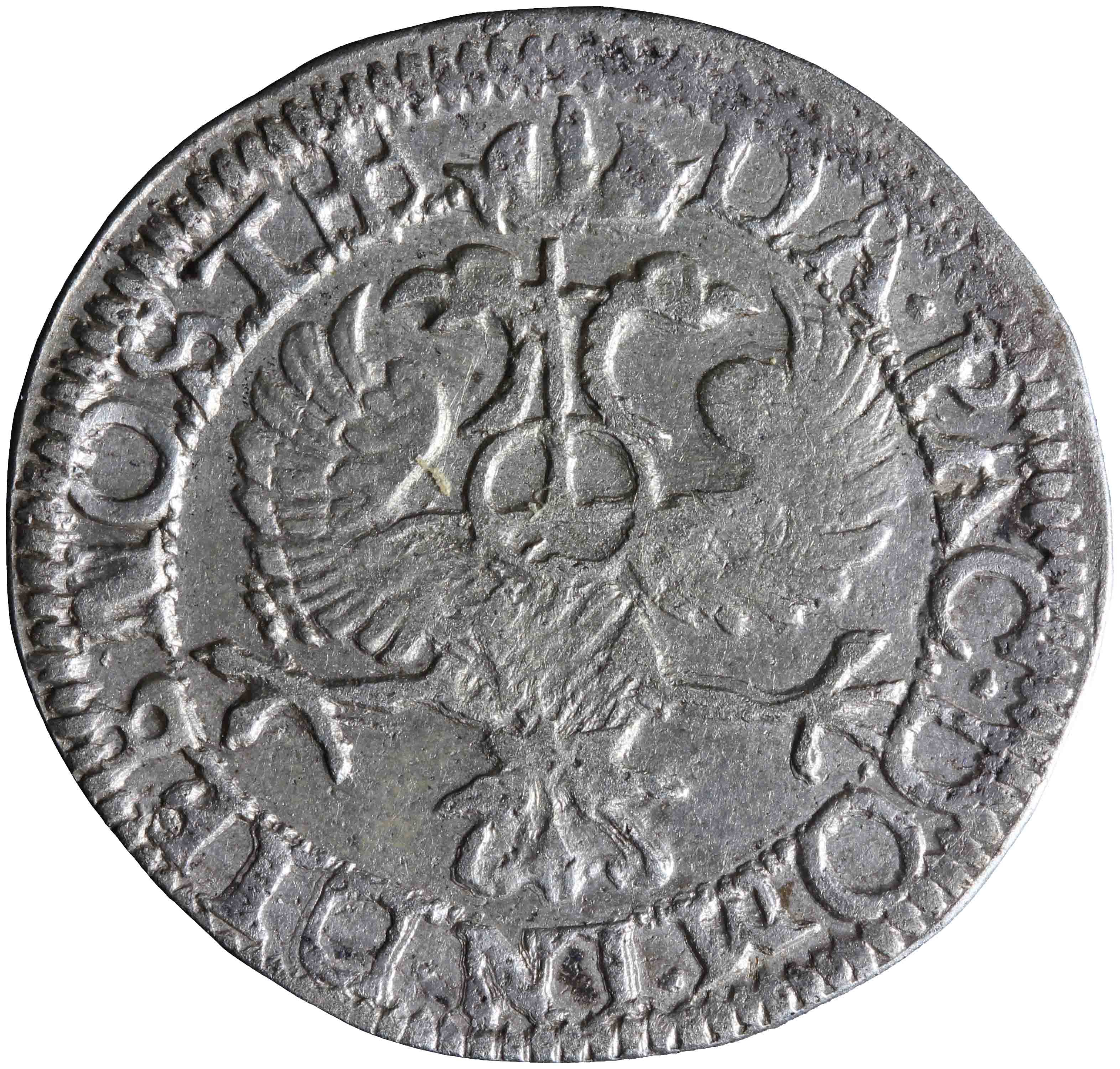 Afbeelding van de keerzijde. arendschelling van zes stuiver. Inventarisnummer:NM-08104