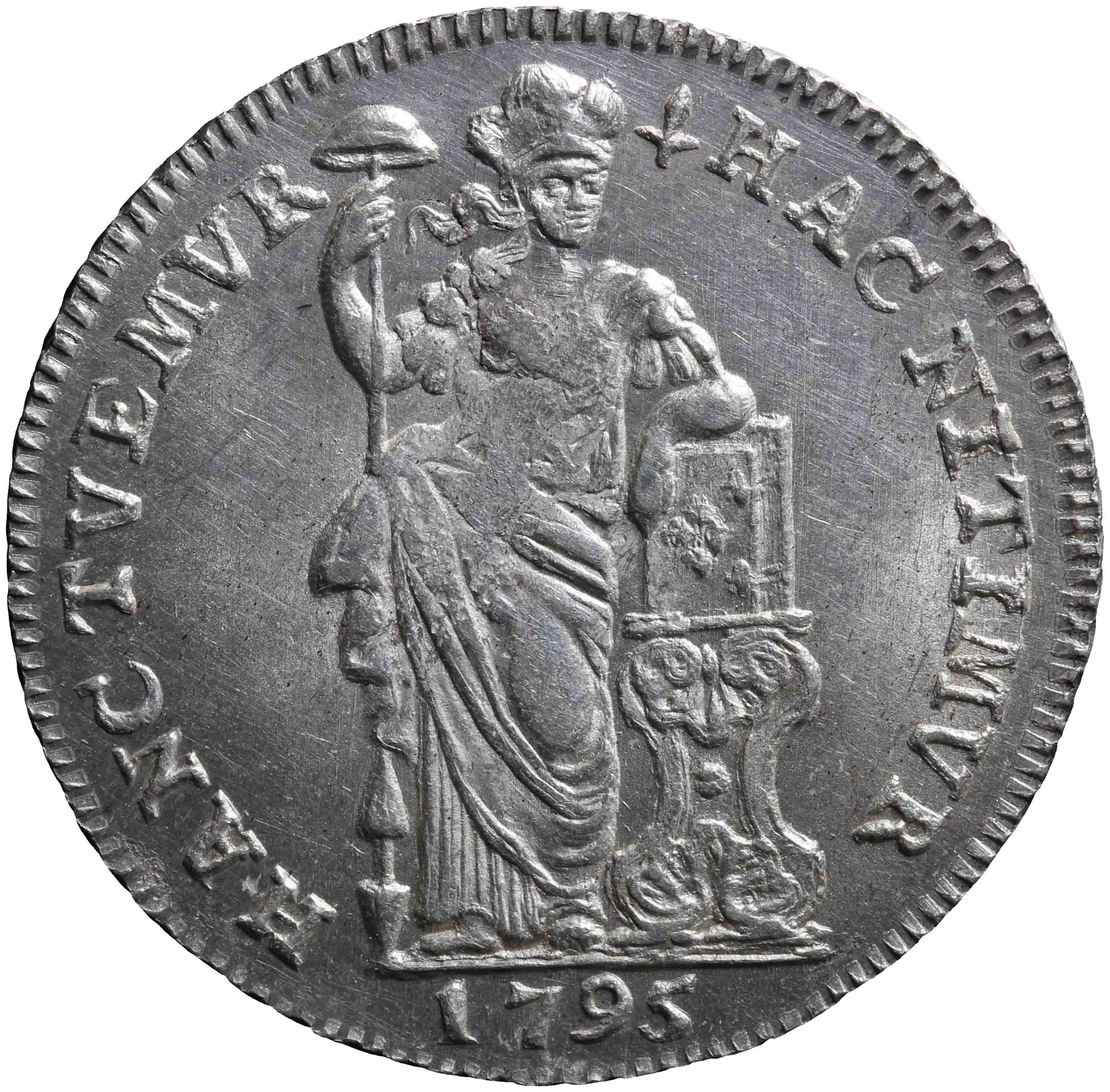 Afbeelding van de voorzijde. zilveren gulden. Inventarisnummer:NM-08579