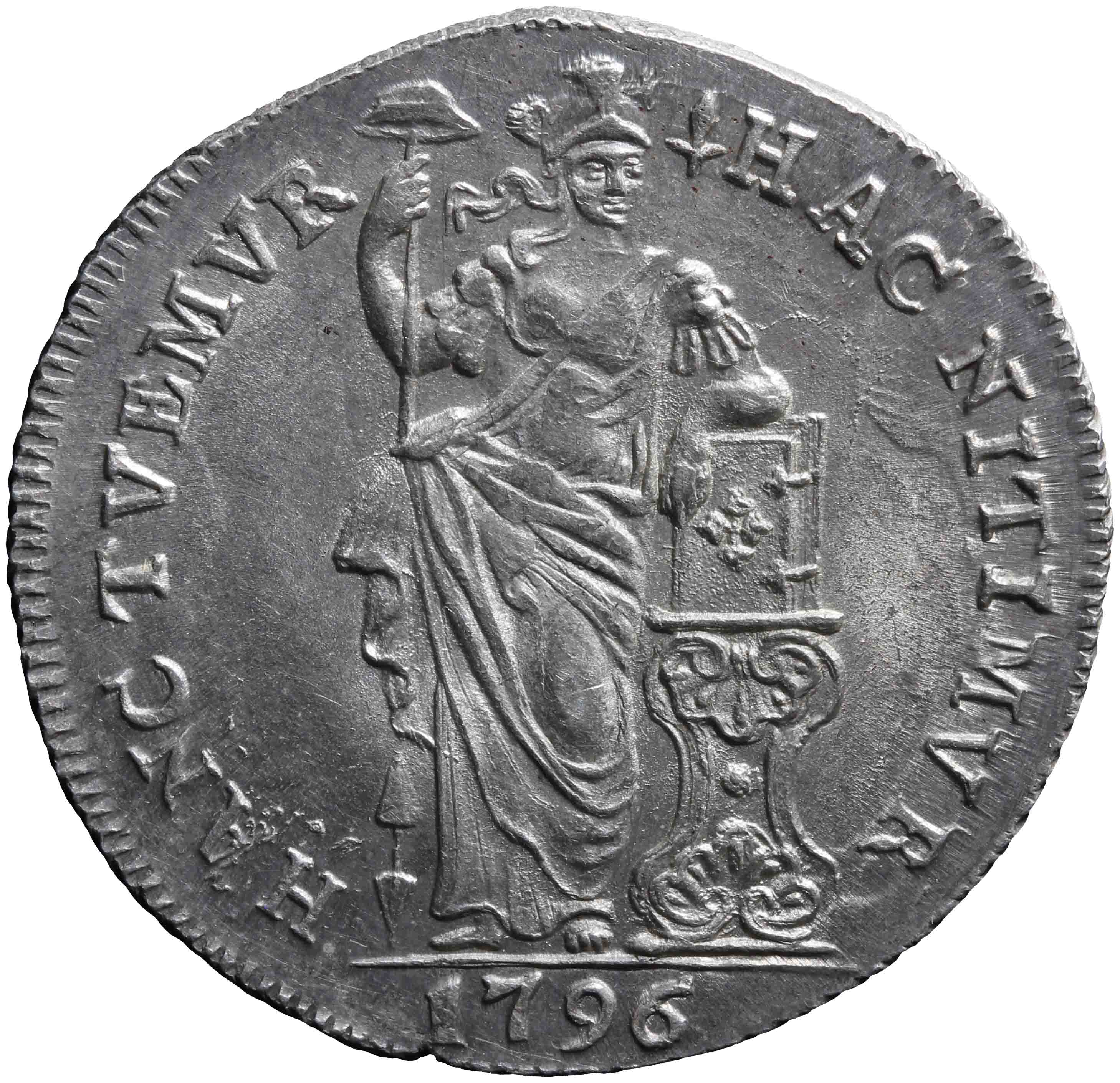 Afbeelding van de voorzijde. zilveren gulden. Inventarisnummer:NM-08598