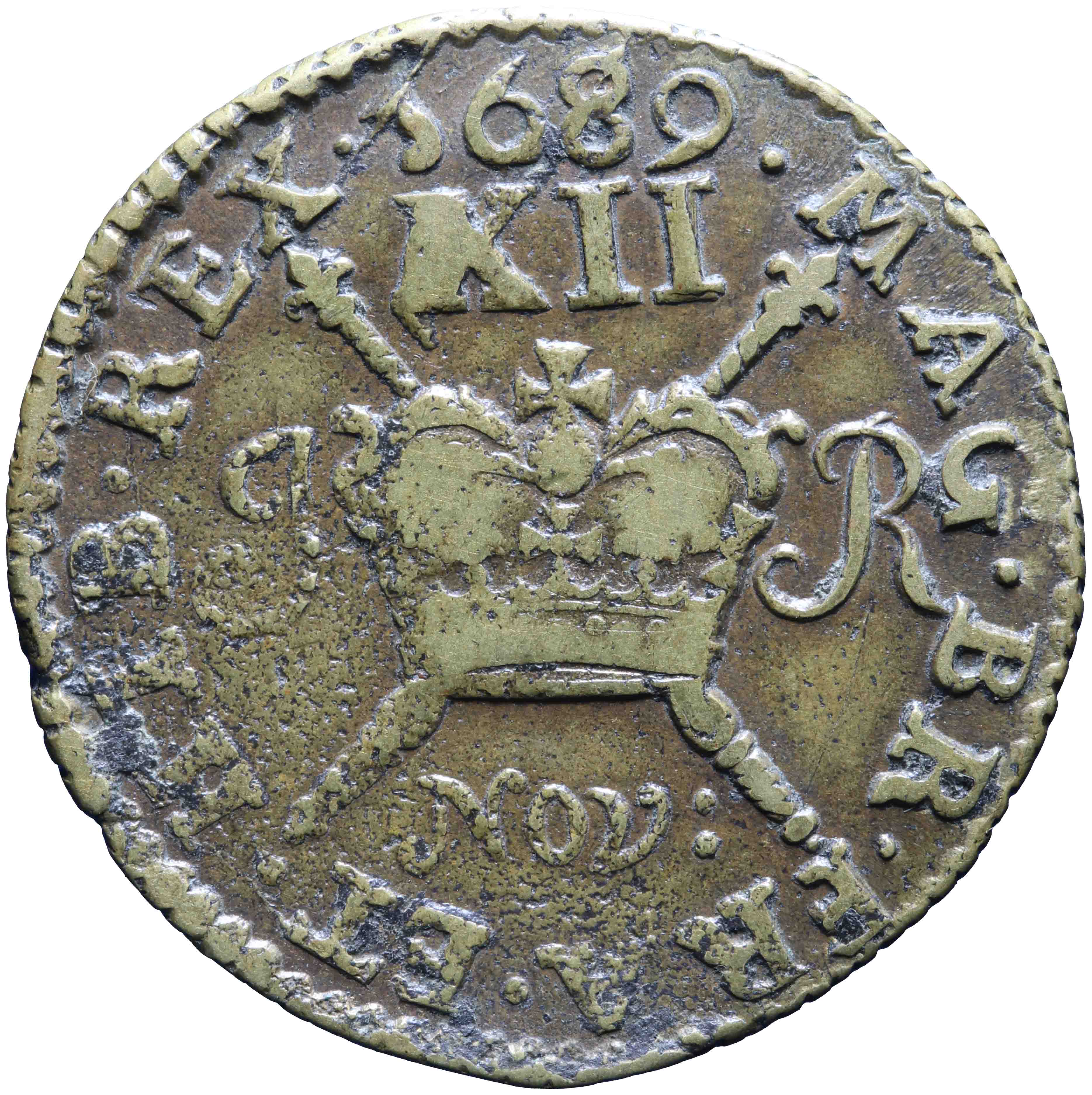 Afbeelding van de keerzijde. shilling. Inventarisnummer:NO-00456