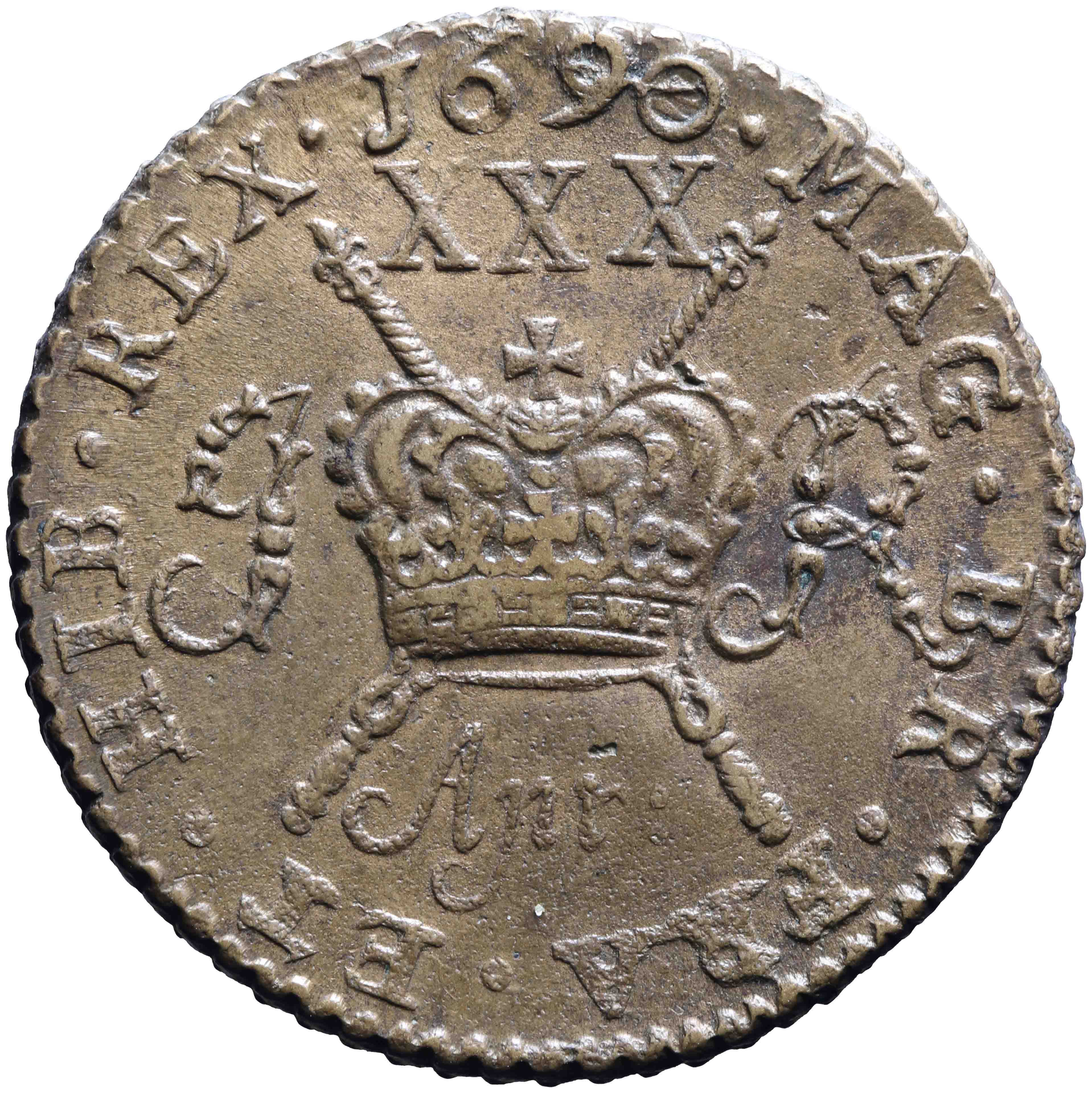 Afbeelding van de keerzijde. 0,5 crown. Inventarisnummer:NO-00475