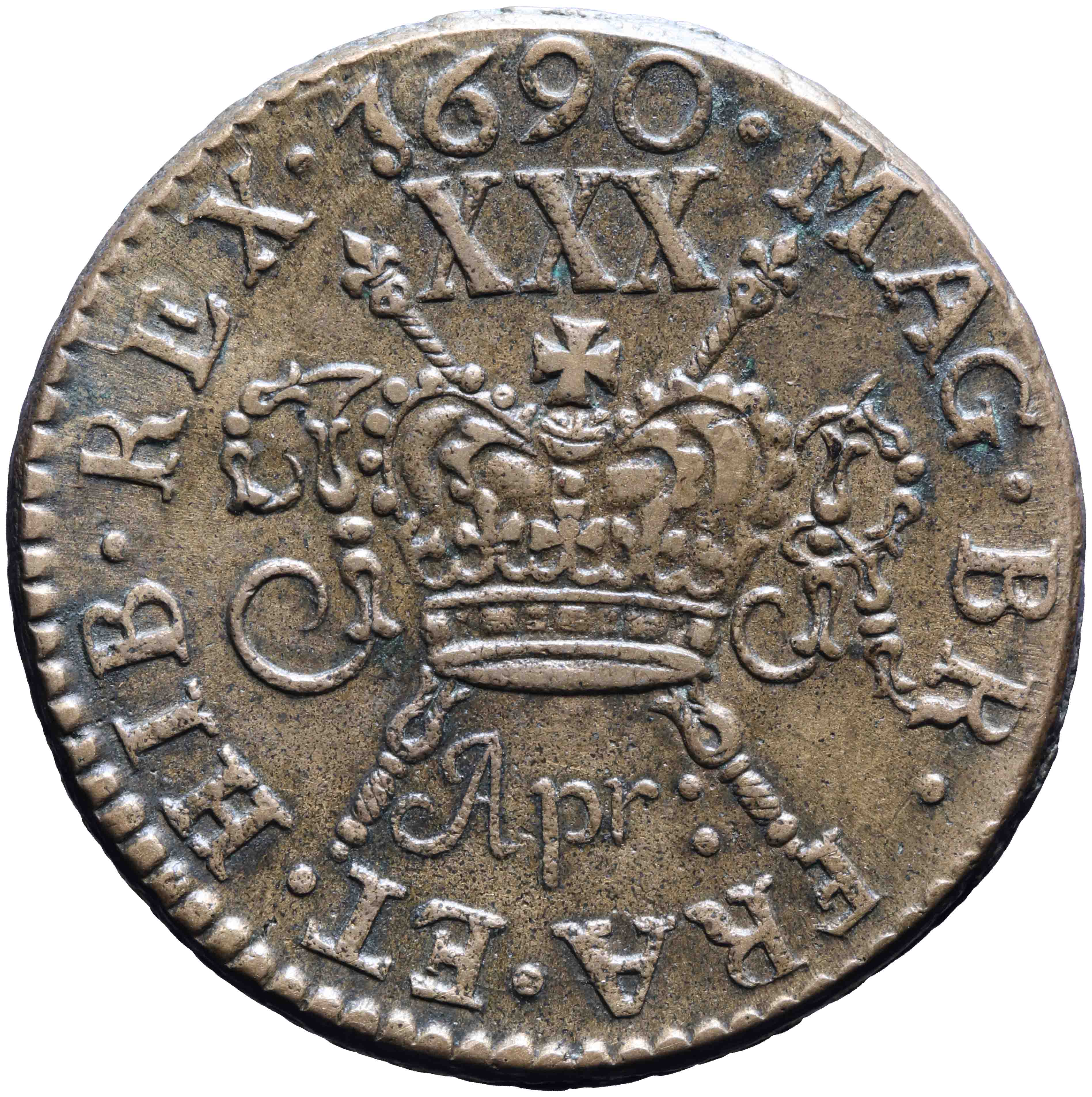 Afbeelding van de keerzijde. 0,5 crown. Inventarisnummer:NO-00476