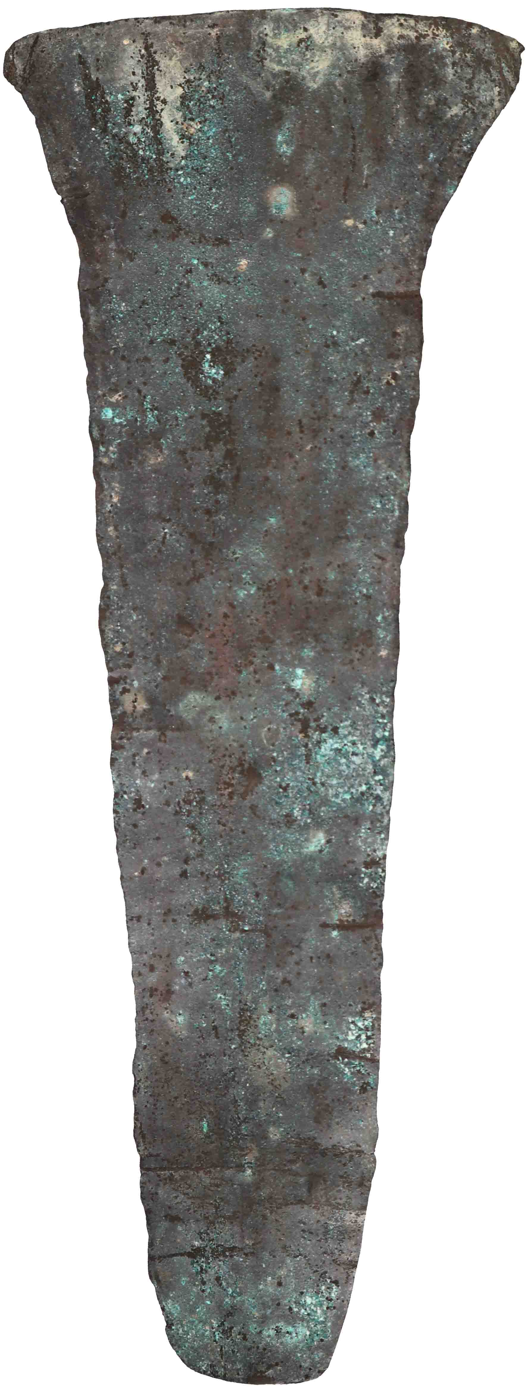 Afbeelding van de voorzijde. bijl- of mesvormig geld ; hak. Inventarisnummer:NV-03578