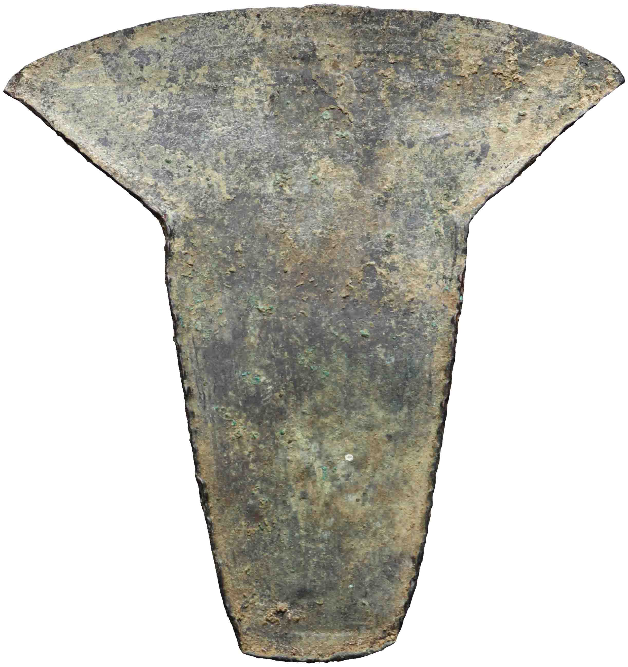 Afbeelding van de voorzijde. bijl- of mesvormig geld ; hak. Inventarisnummer:NV-03579