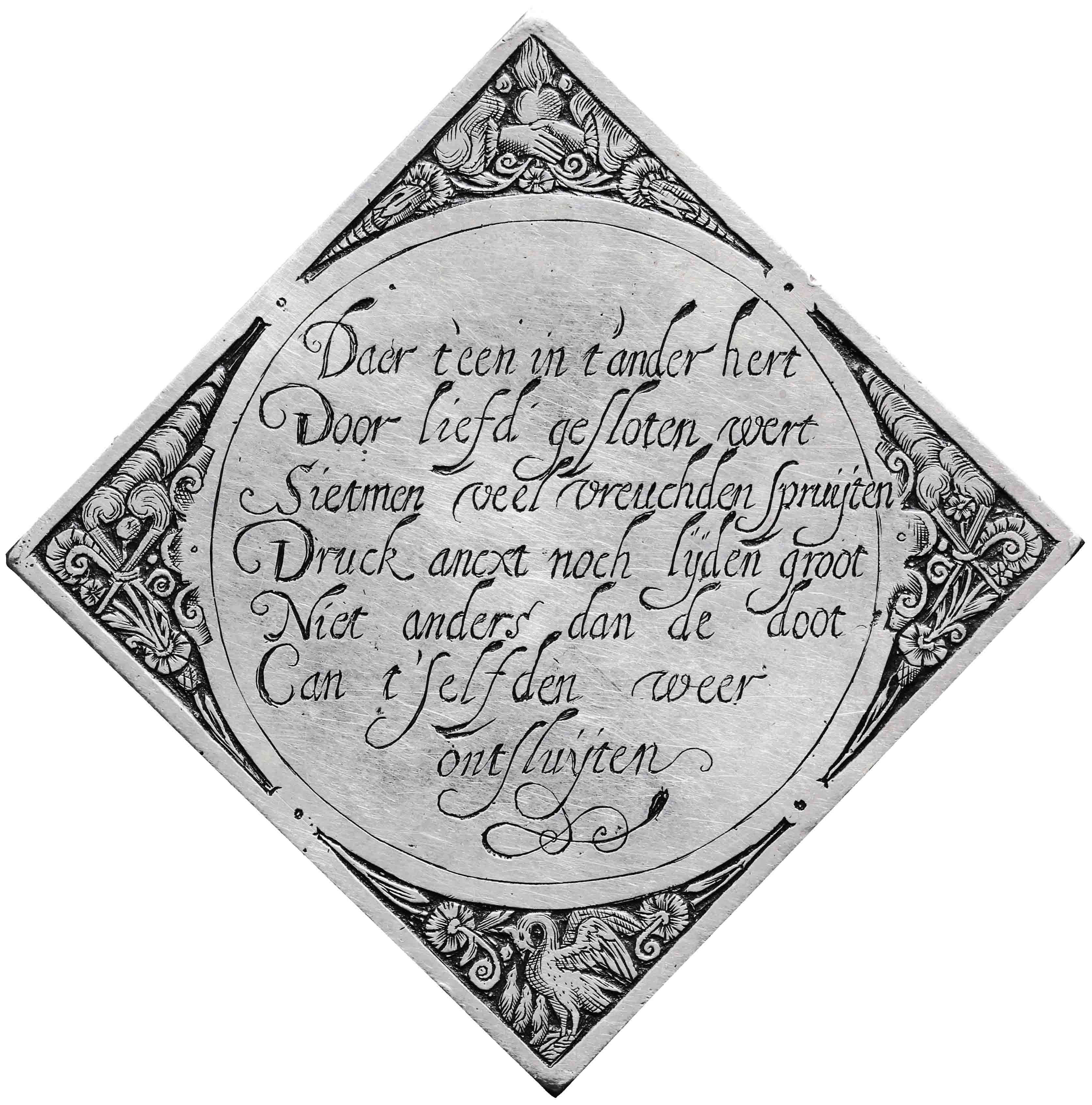 Afbeelding van de keerzijde. Huwelijk Jacobus Sael en Maria Brederoe. Inventarisnummer:PE-02492