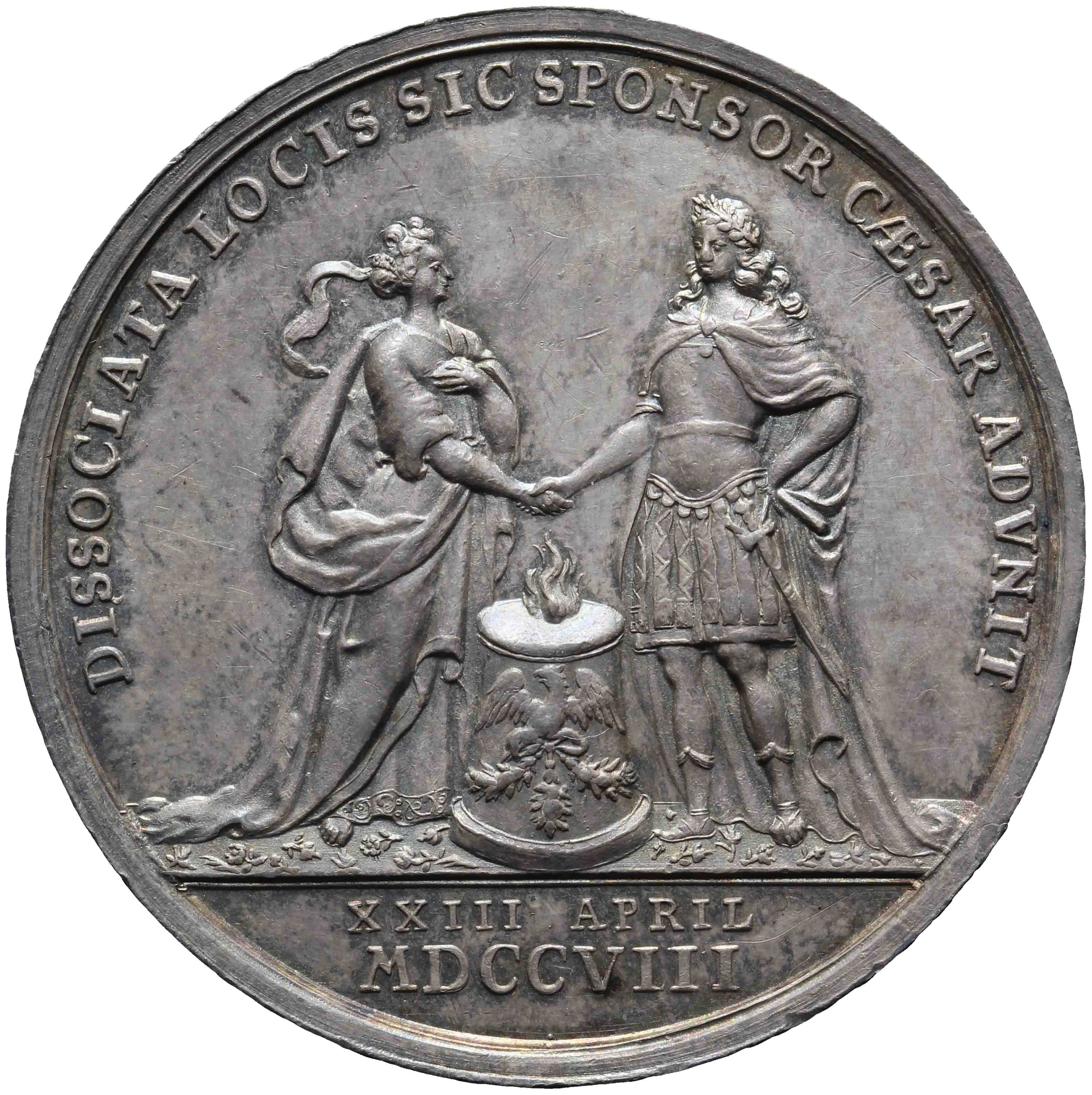 Afbeelding van de keerzijde. Huwelijk Karel III en Elisabeth Christina van Brunswijk. Inventarisnummer:PE-03806
