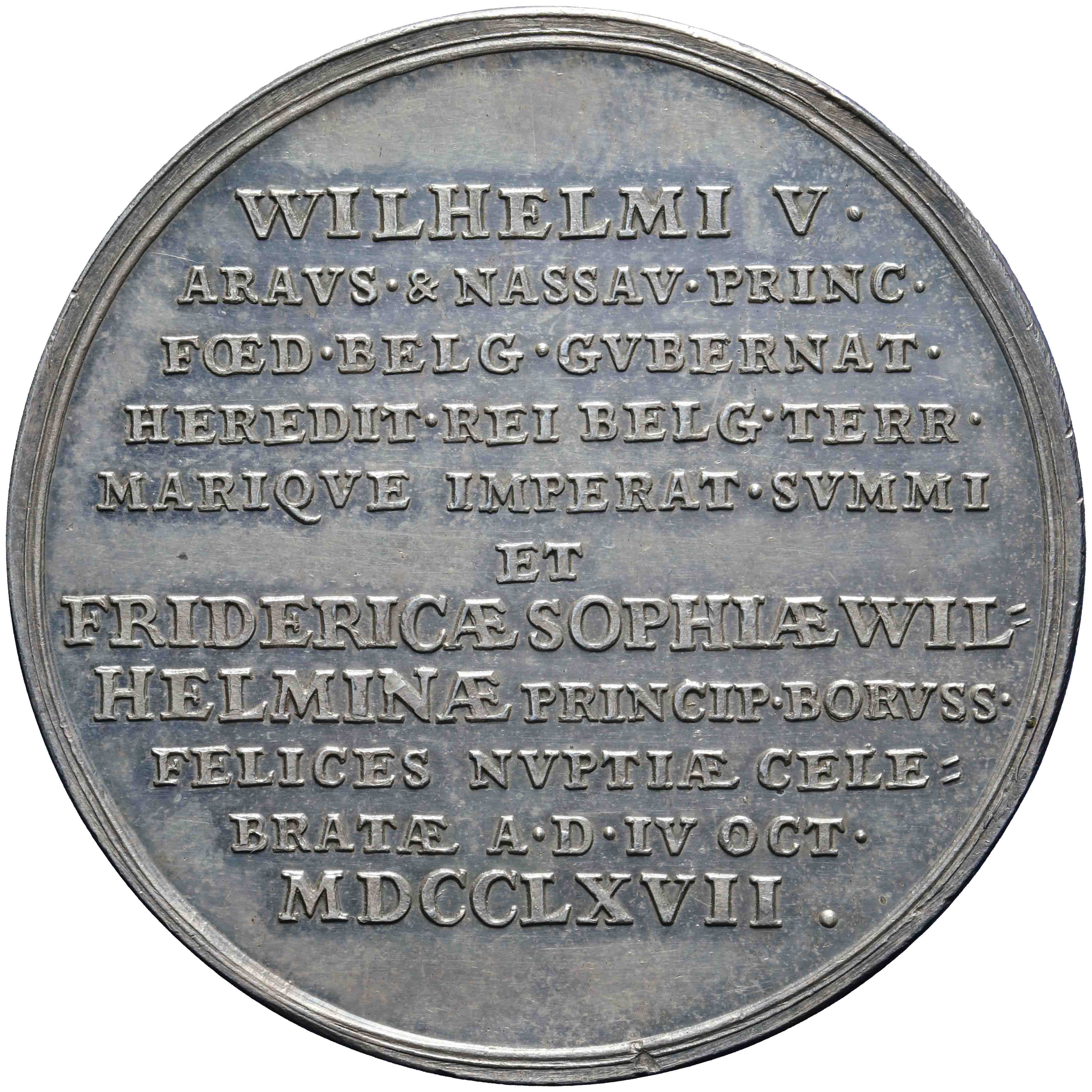 Image of the reverse. Huwelijk van prins Willem V en Frederica Sophia Wilhelmina, prinses van Pruisen. Inventory number:PE-05832