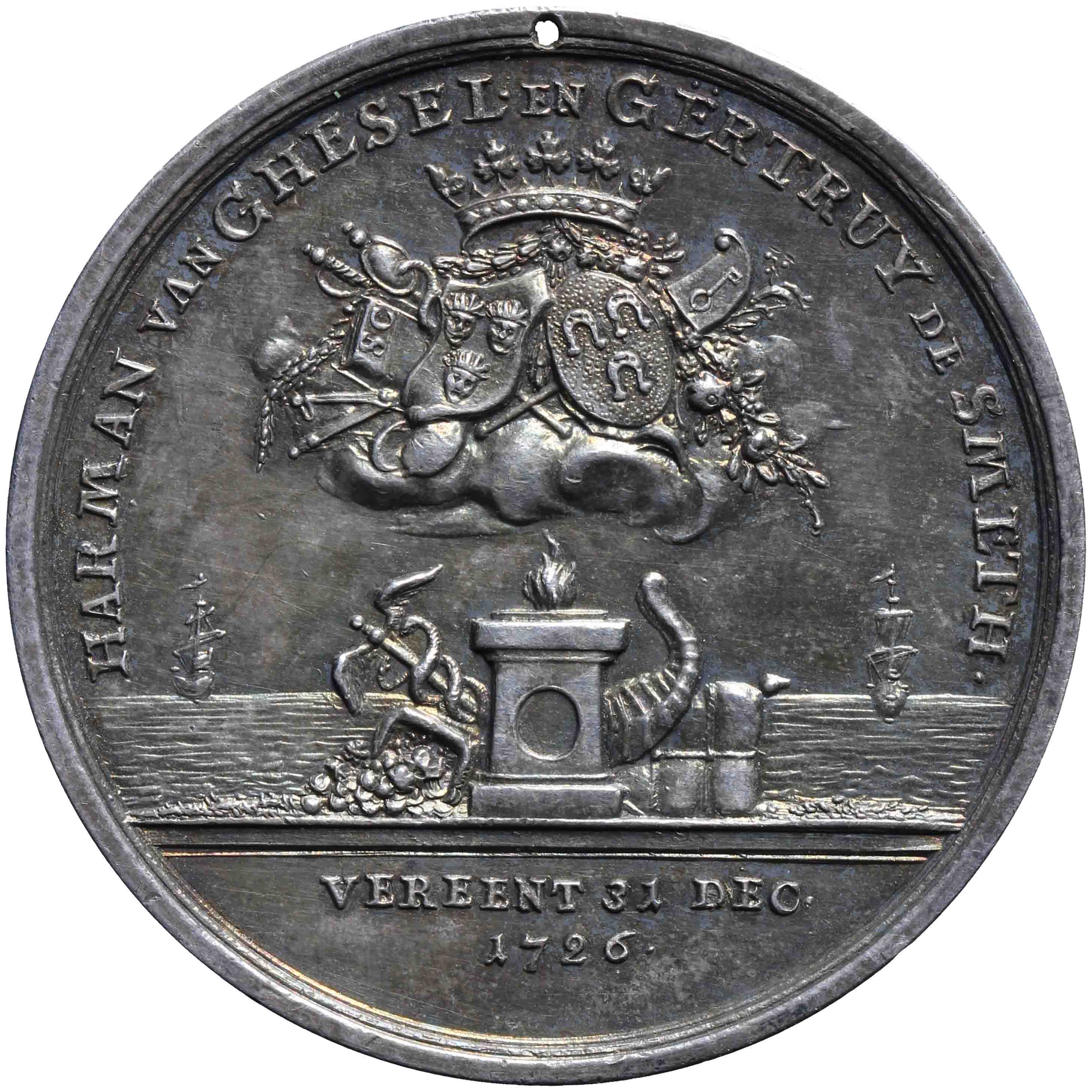 Image of the obverse. Harman van Ghesel en Gertruy de Smeth 50 jaar gehuwd. Inventory number:PE-06121