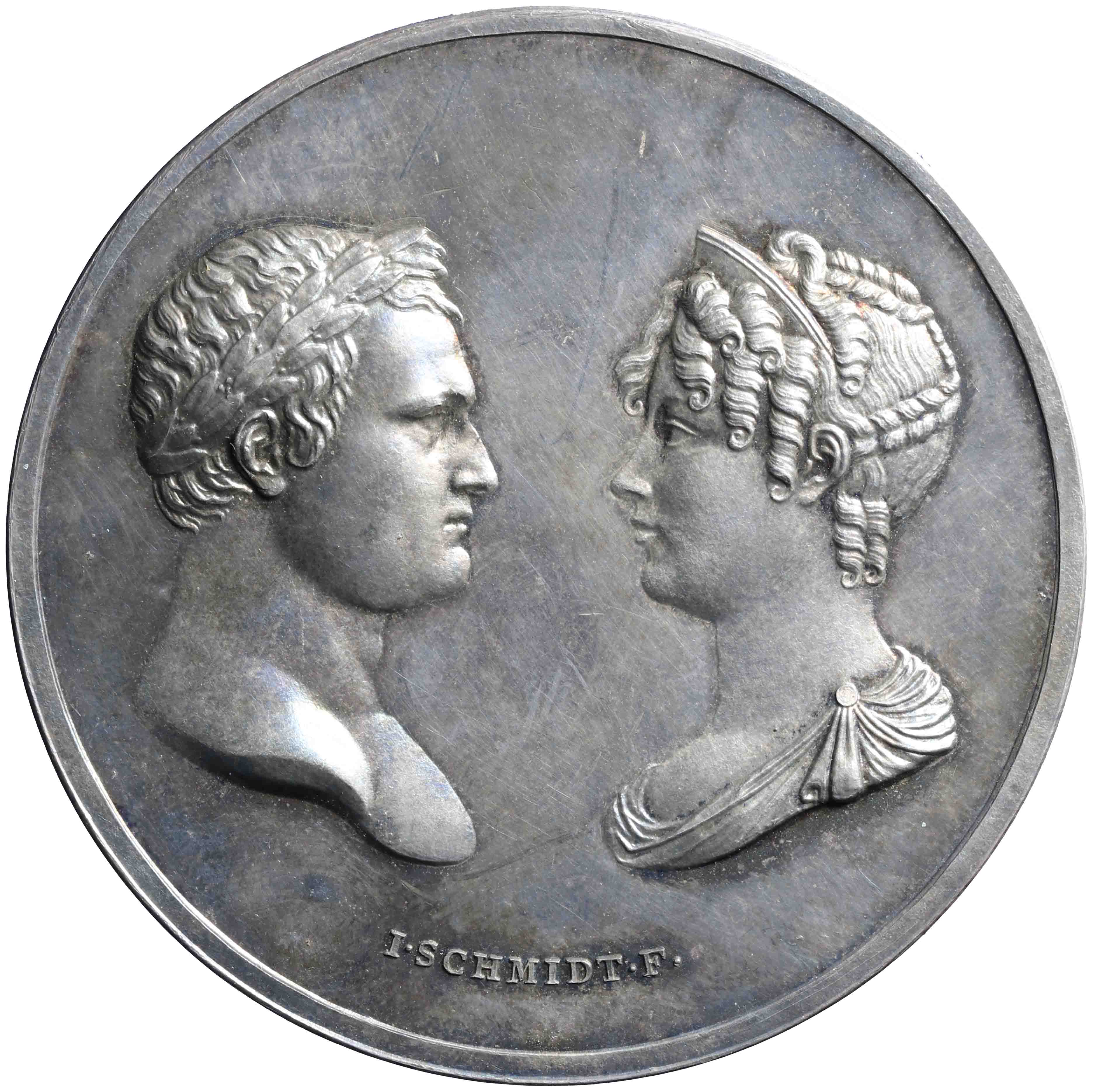 Image of the obverse. Huwelijk van keizer Napoleon en Maria Louise van Oostenrijk. Inventory number:PE-07470