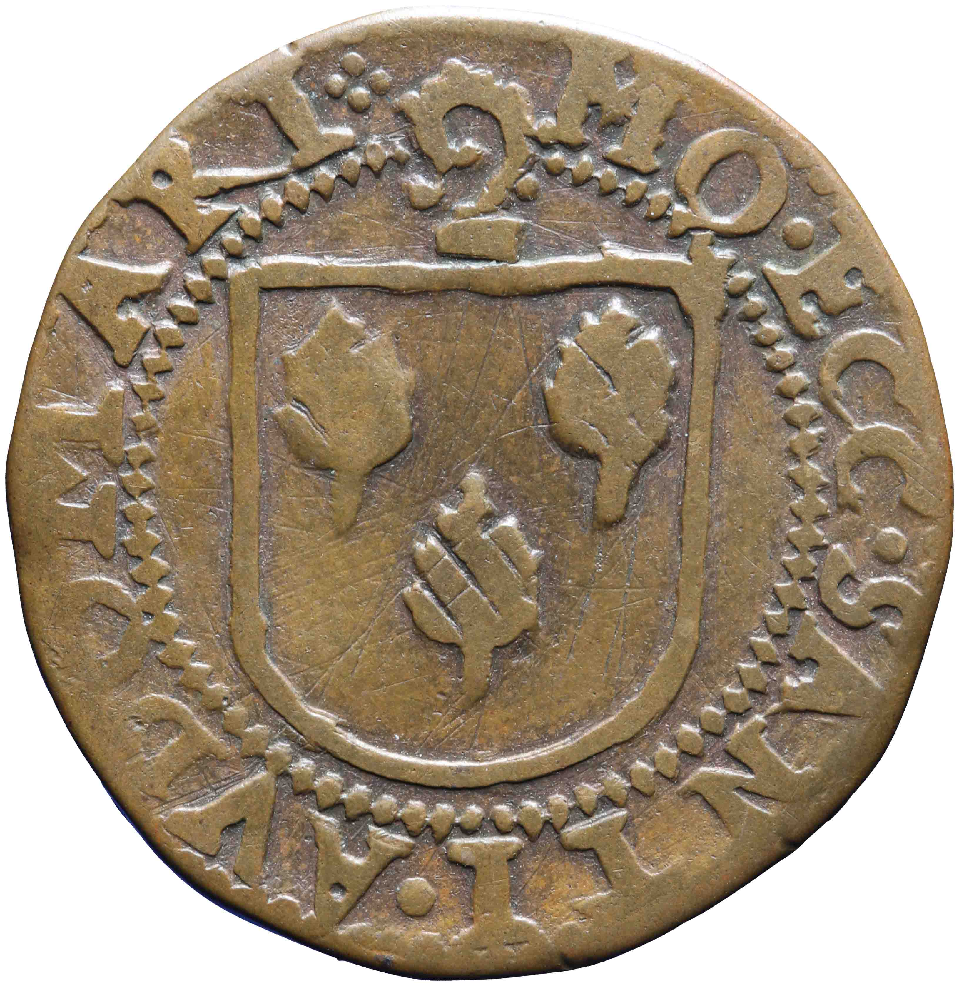 Afbeelding van de voorzijde. twaalf deniers. Inventarisnummer:PE-18850