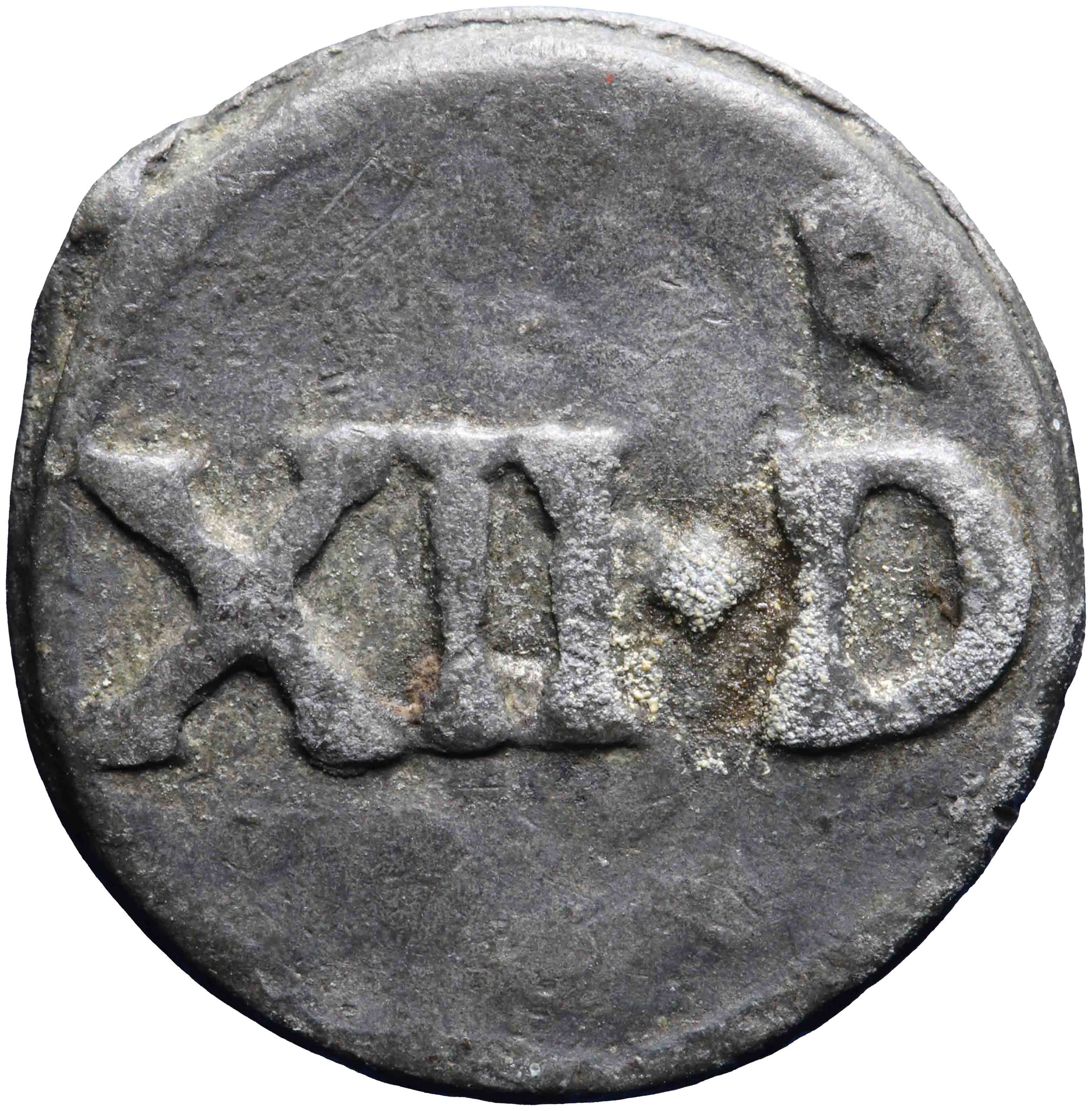 Afbeelding van de voorzijde. loodje. Inventarisnummer:PE-20014