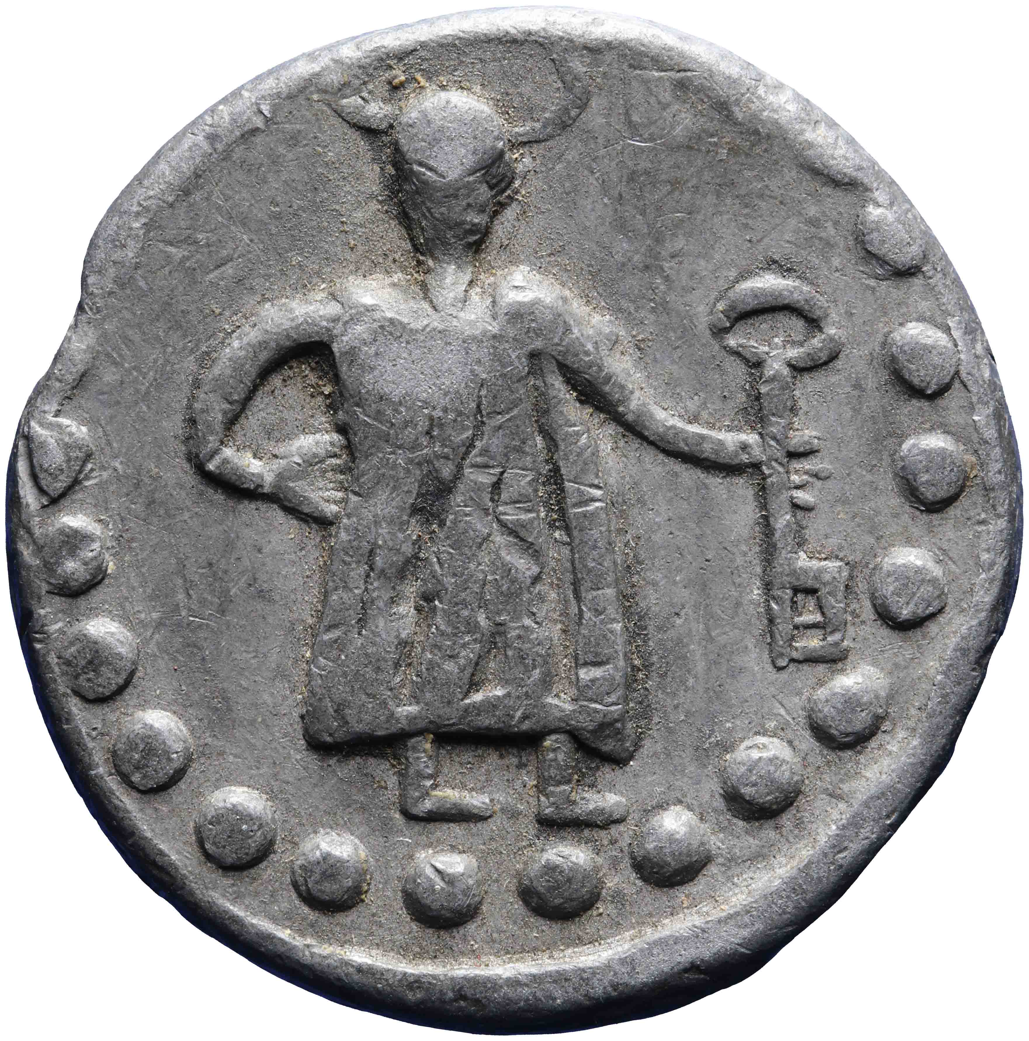 Afbeelding van de voorzijde. loodje. Inventarisnummer:PE-20053