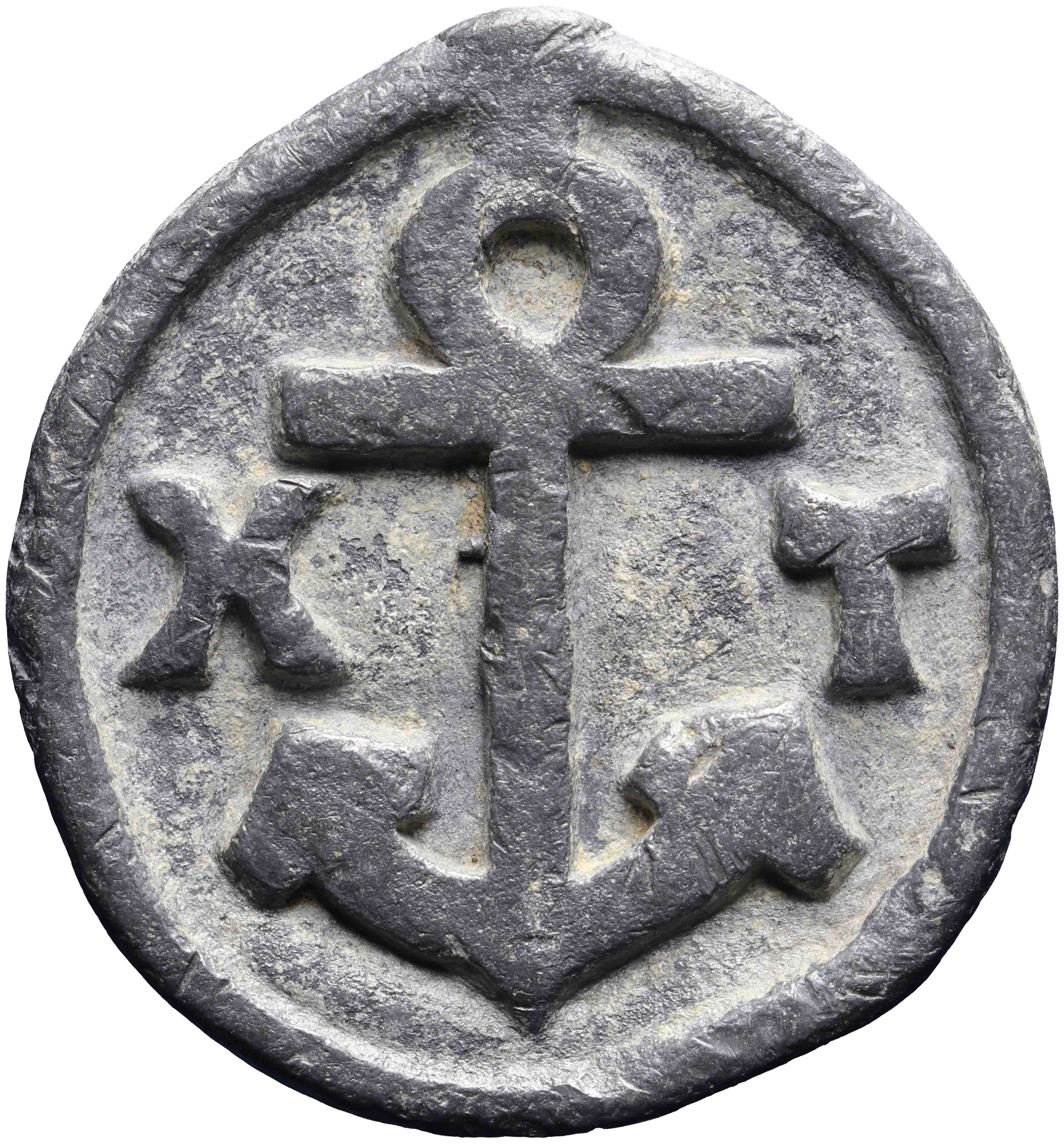 Afbeelding van de voorzijde. kaasloodje. Inventarisnummer:PE-20057