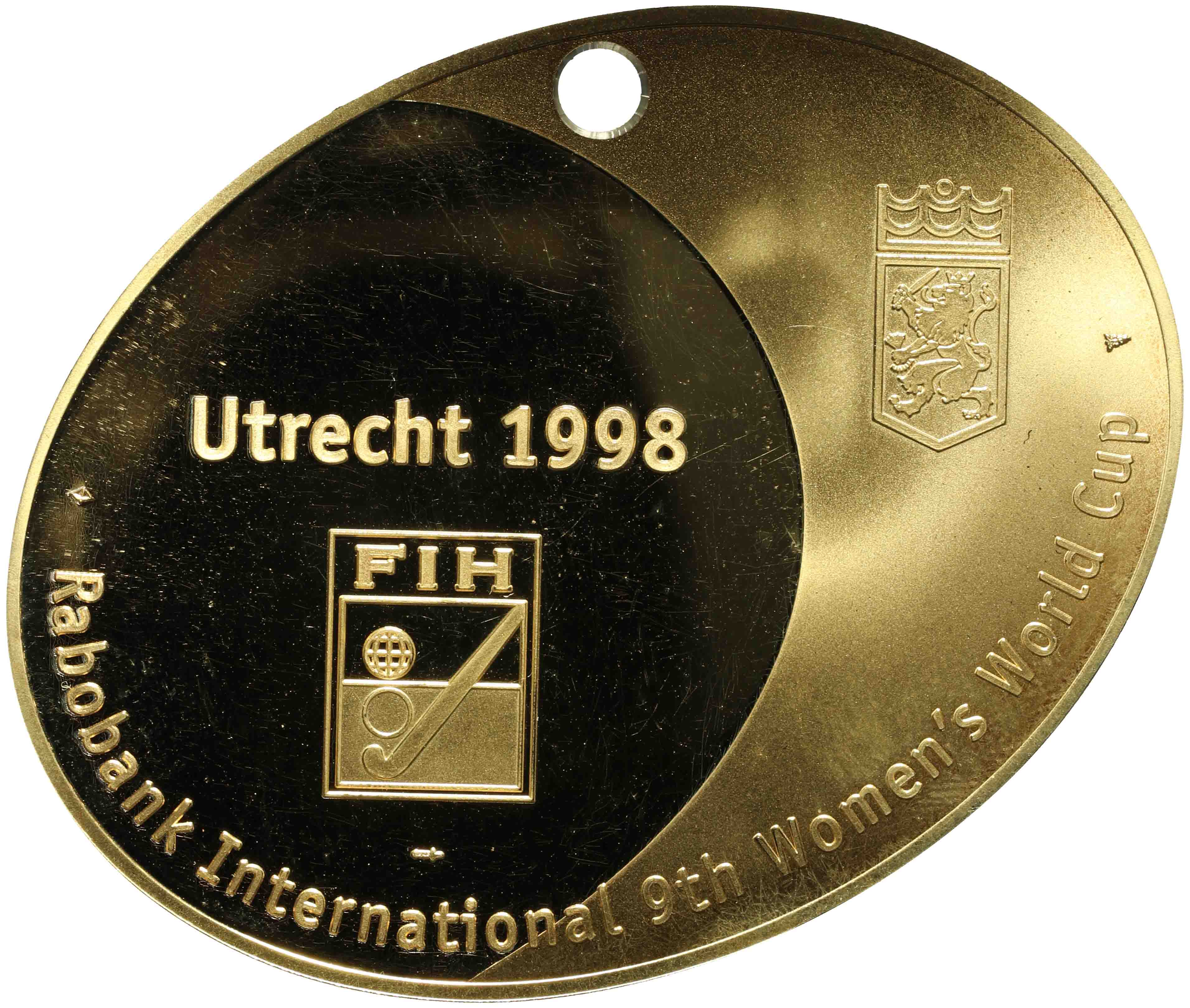 Image of the reverse. RaboBank te Utrecht, 9e Wereld Cup Hockey voor Dames. Inventory number:PE-21662