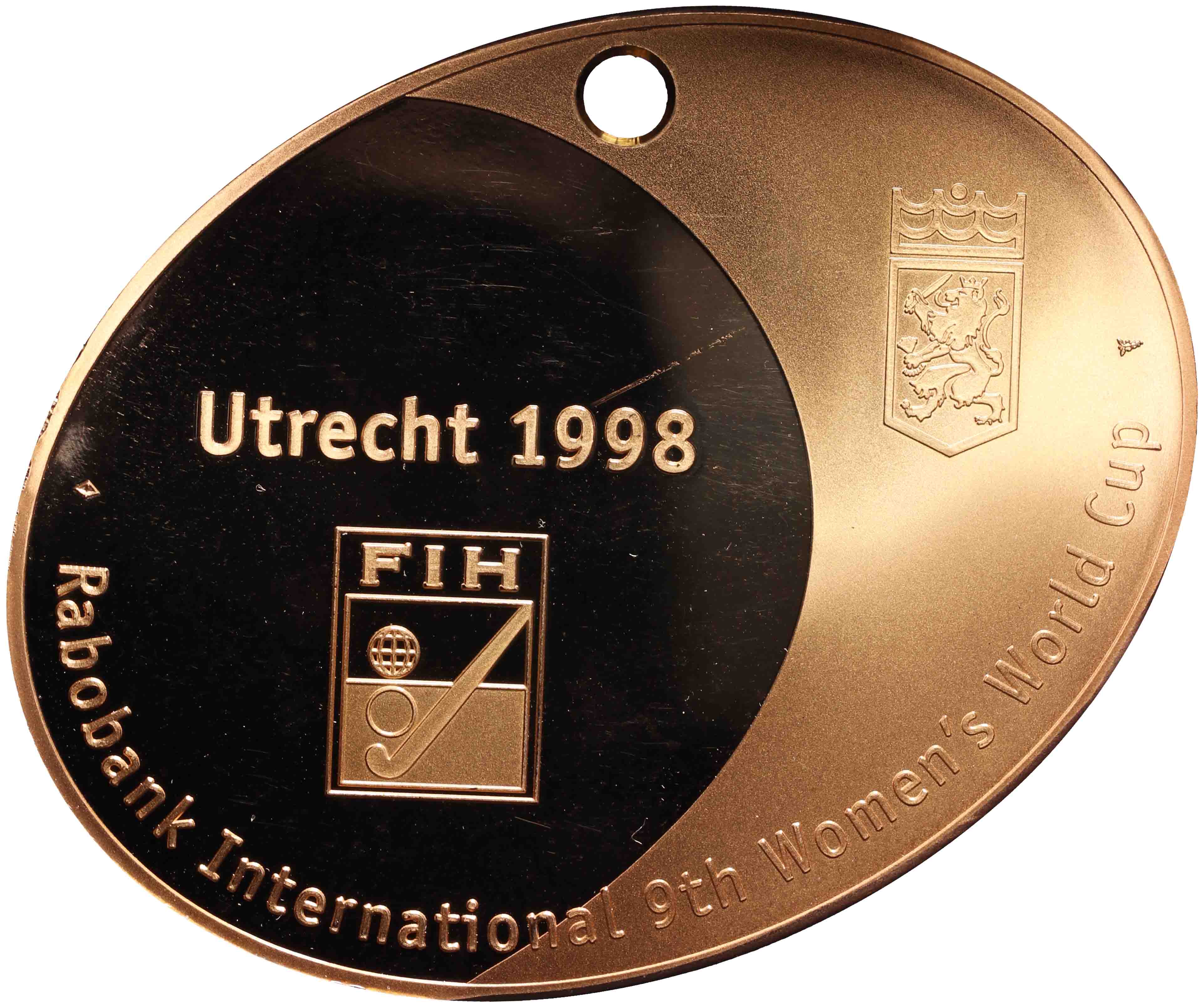 Image of the reverse. RaboBank te Utrecht, 9e Wereld Cup Hockey voor Dames. Inventory number:PE-21664