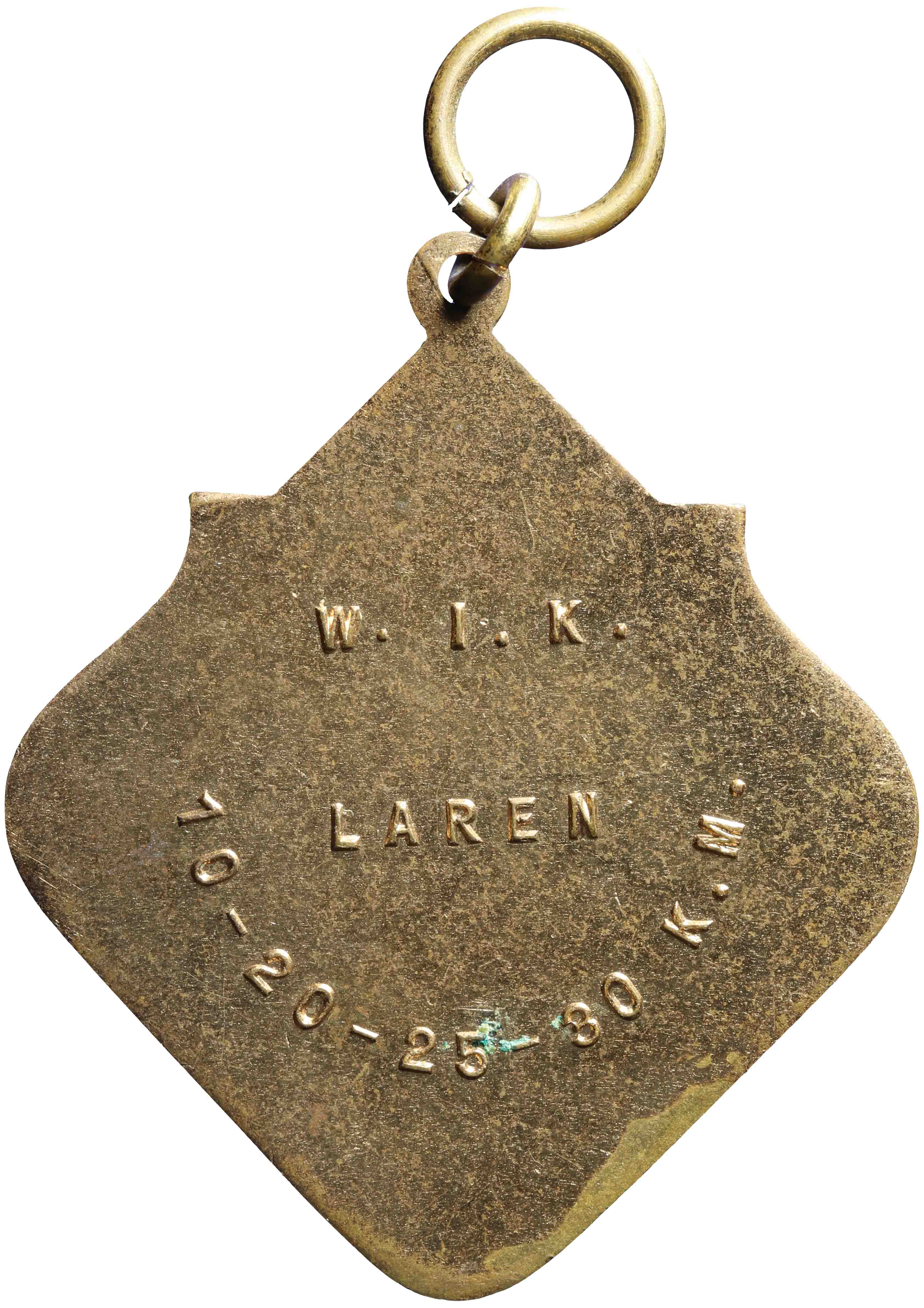 Afbeelding van de keerzijde. Wandelmars te Laren, 10-20-25-30 km, aangeboden door W.I.K.. Inventarisnummer:PE-21760