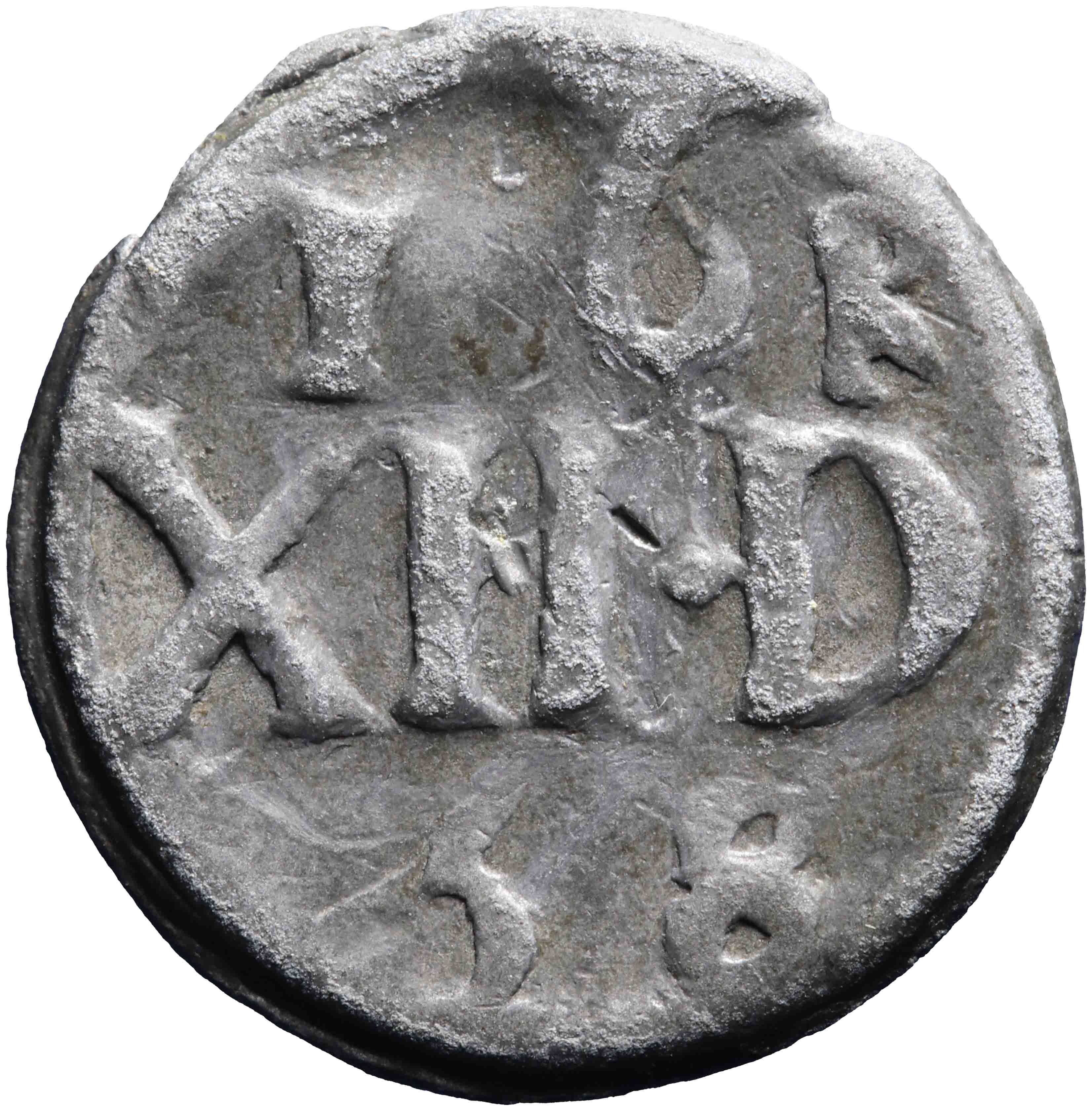 Afbeelding van de keerzijde. loodje. Inventarisnummer:PE-21779