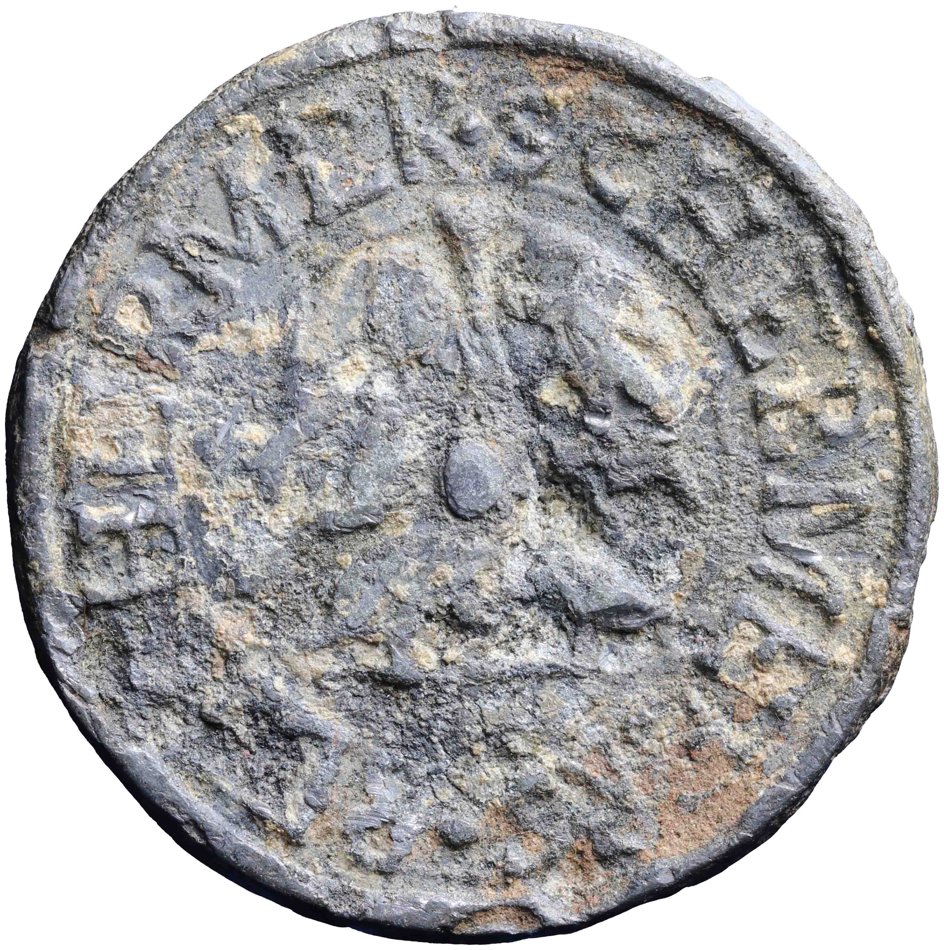 Afbeelding van de voorzijde. veertig cents ; loodje. Inventarisnummer:PE-21800