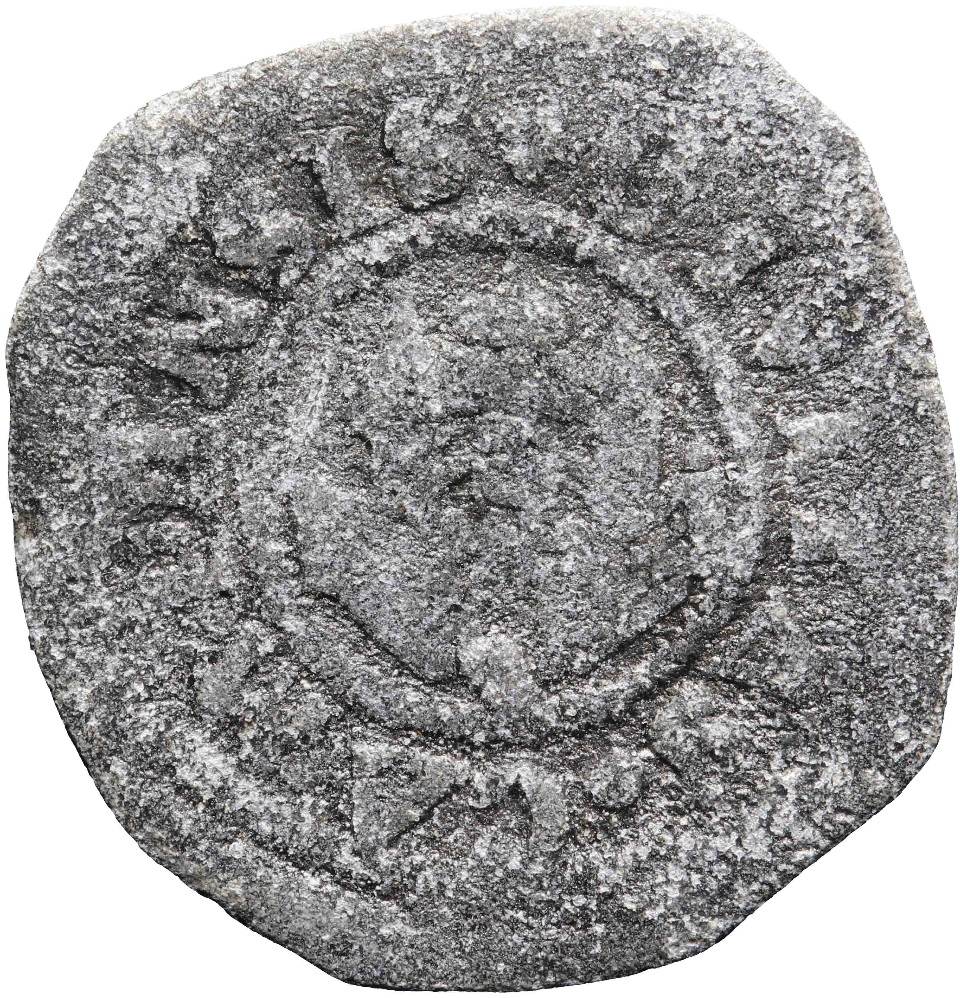 Afbeelding van de voorzijde. Kampen: armenloodje of bewijs voor betaalde import op graan. Inventarisnummer:PE-22014