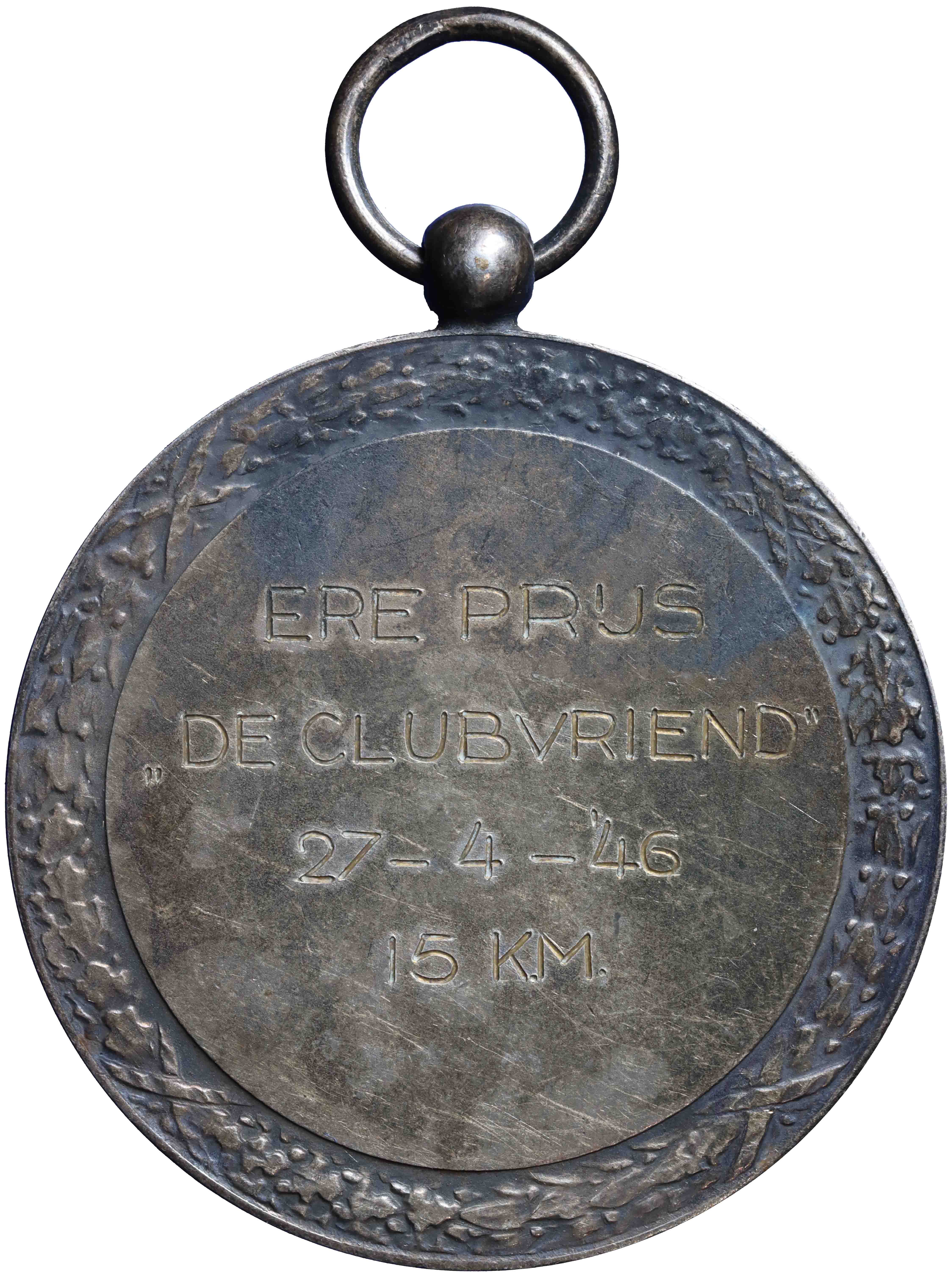 Image of the reverse. Ereprijs De Clubvriend ; wandelpenning. Inventory number:PE-27632