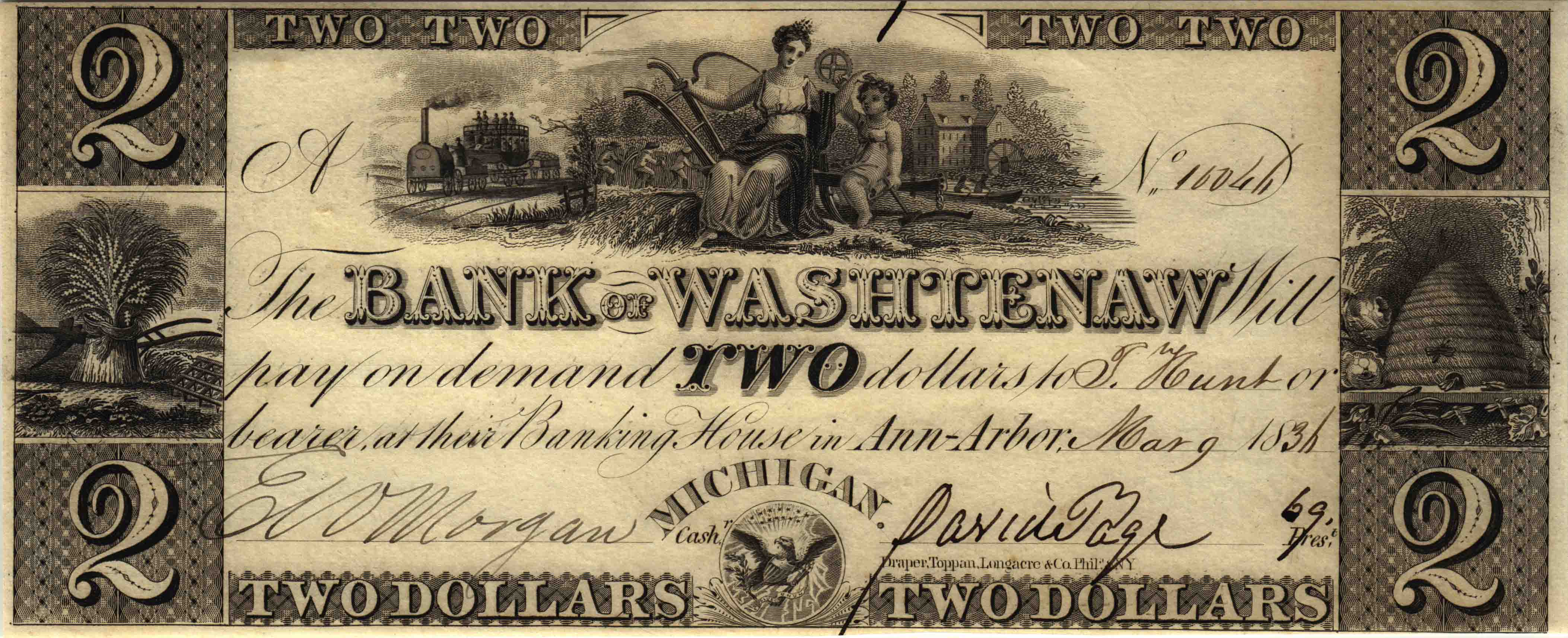 Afbeelding van de voorzijde. twee dollar. Inventarisnummer:PG-01576