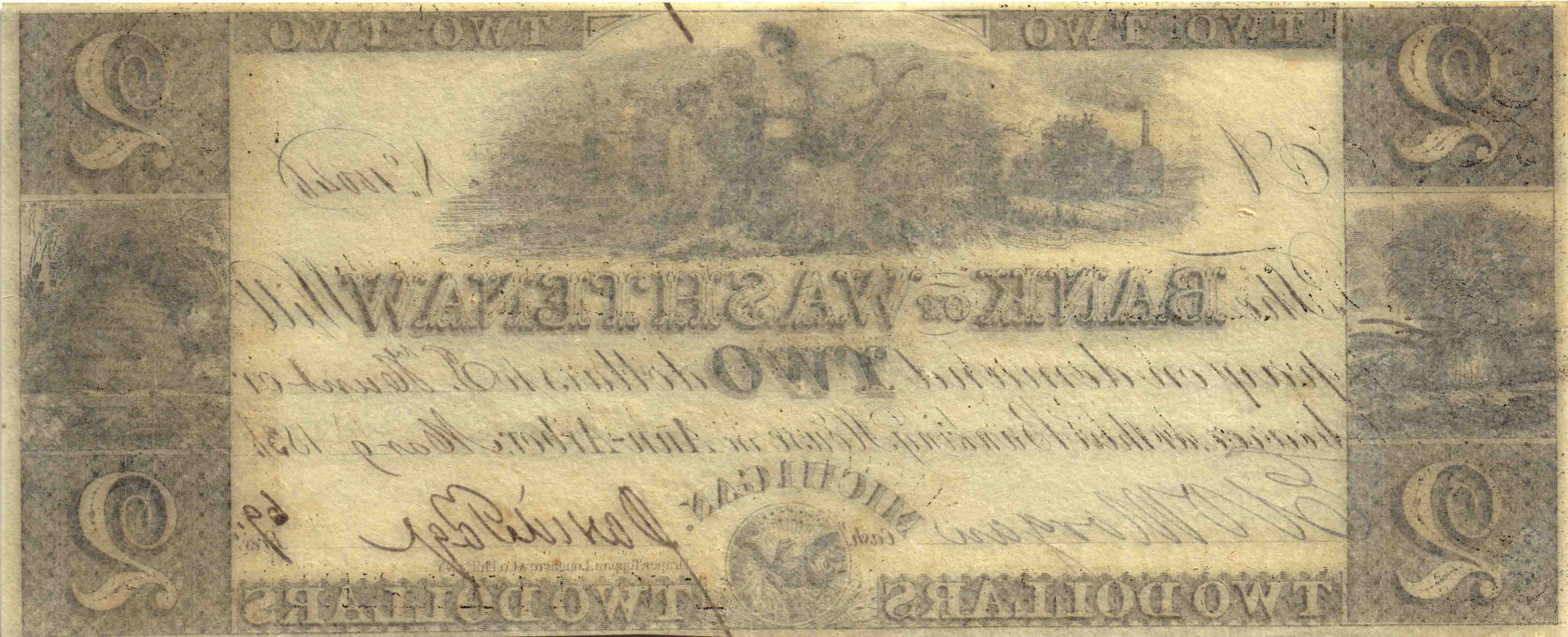 Afbeelding van de keerzijde. twee dollar. Inventarisnummer:PG-01576