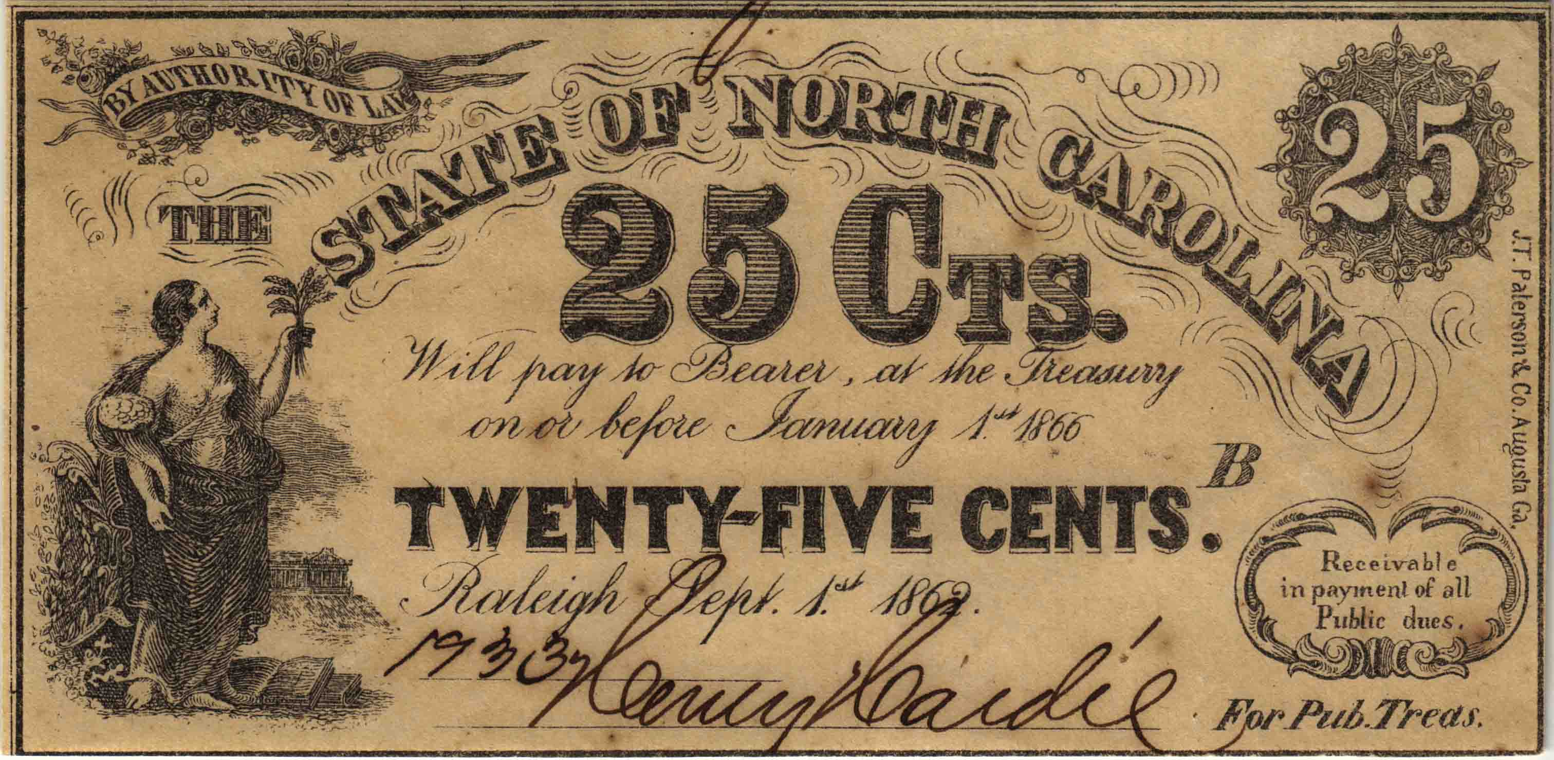 Afbeelding van de voorzijde. vijfentwintig cents. Inventarisnummer:PG-01595