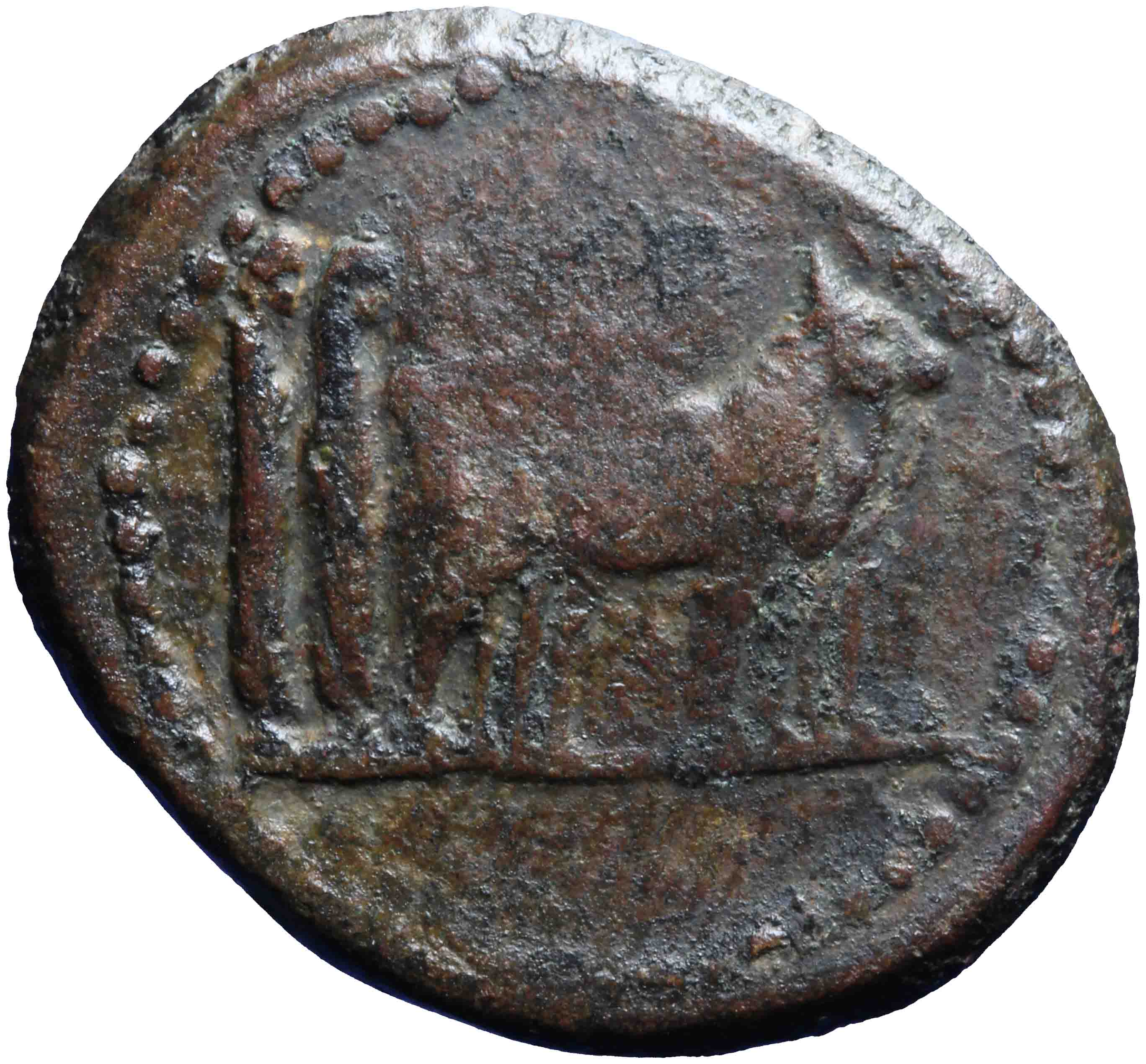 Afbeelding van de keerzijde. AE 18 mm. Inventarisnummer:RE-00518