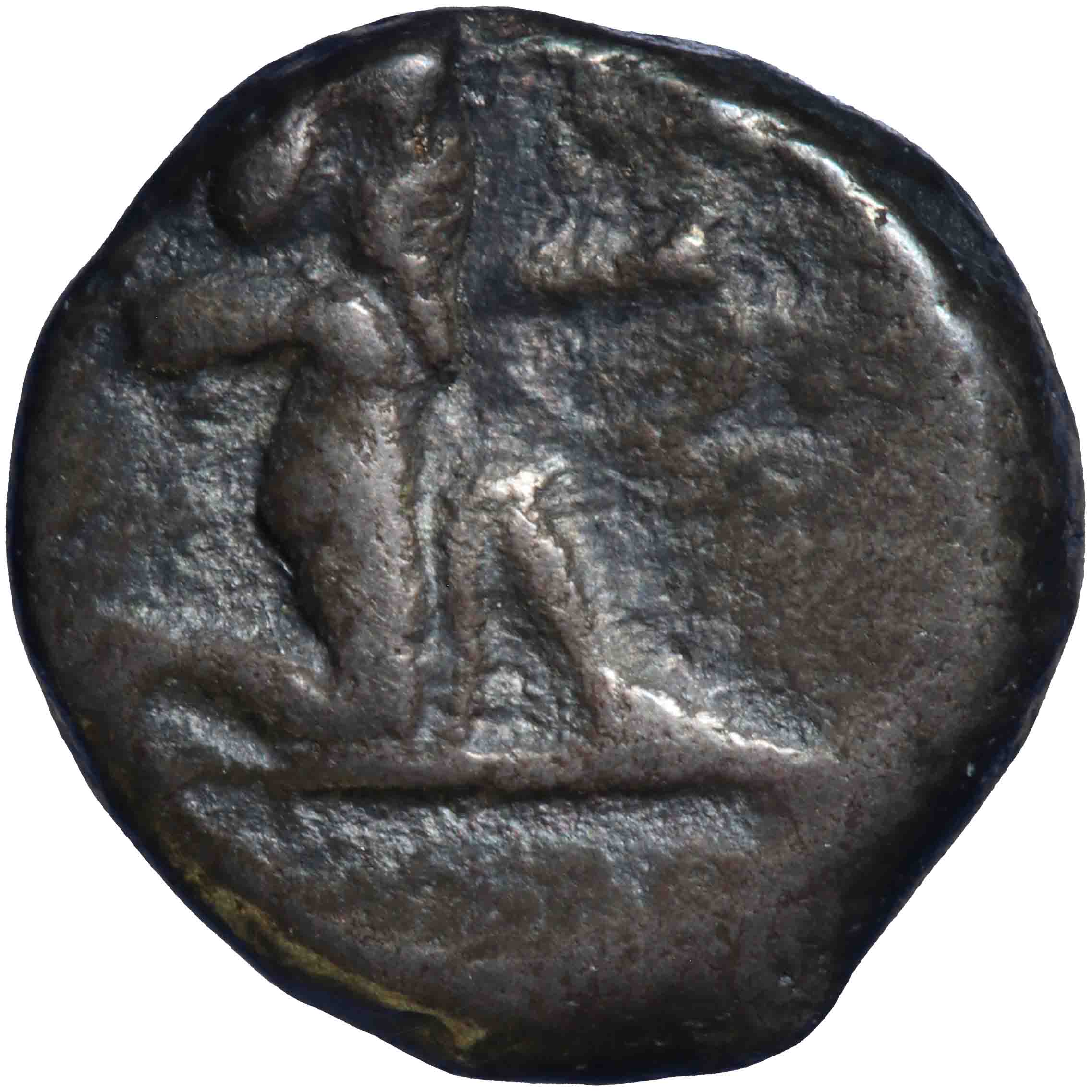 Afbeelding van de voorzijde. obol. Inventarisnummer:RE-01486