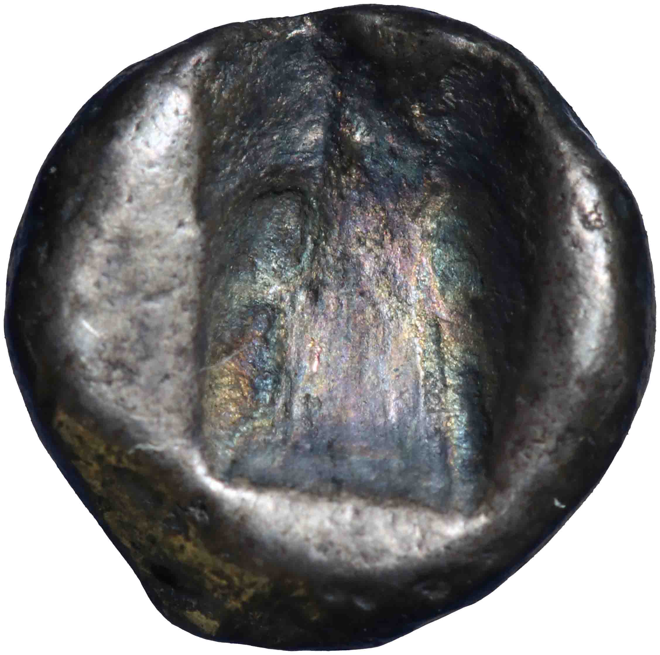 Afbeelding van de keerzijde. obol. Inventarisnummer:RE-01486