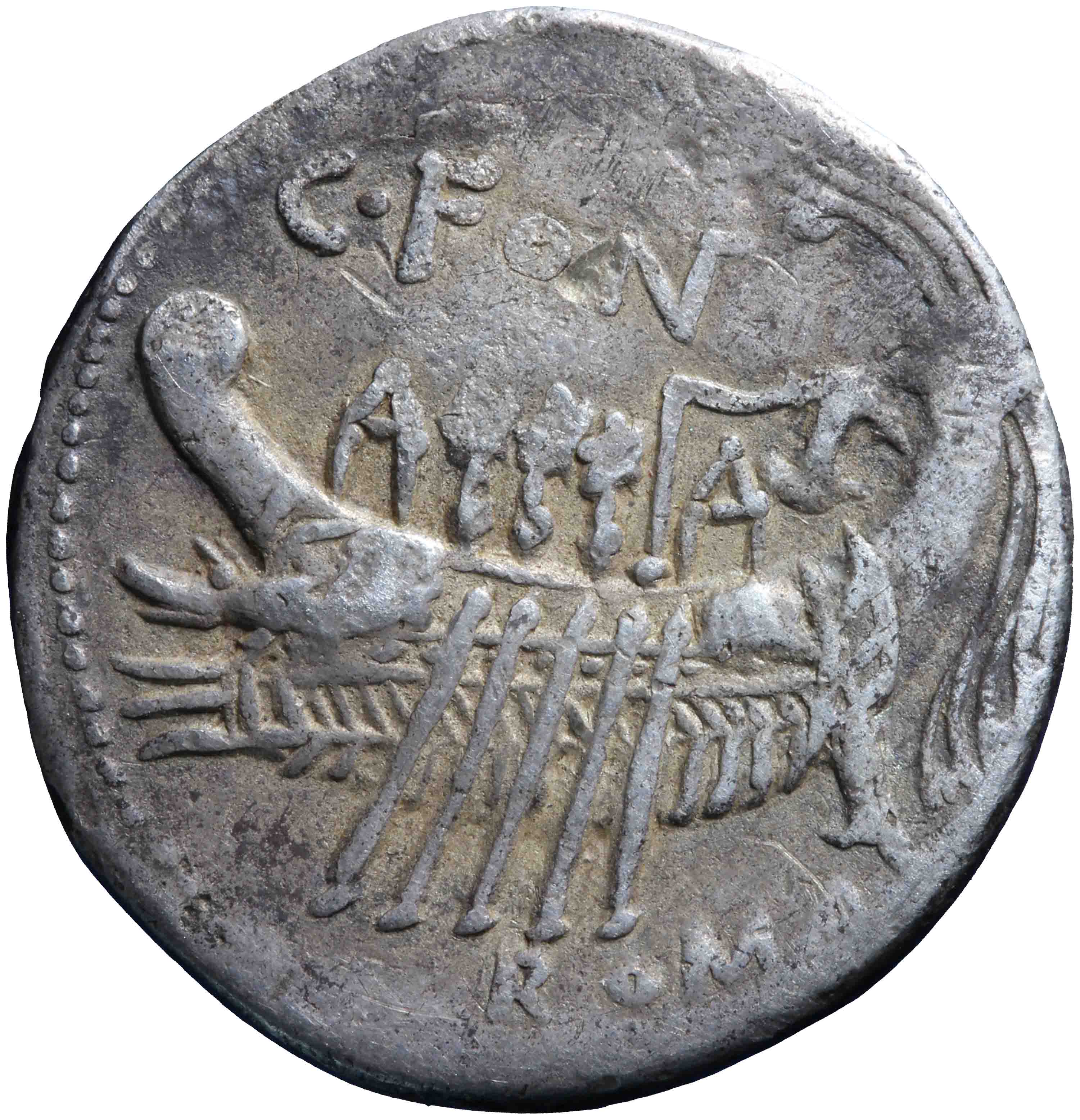 Afbeelding van de keerzijde. denarius. Inventarisnummer:RE-05227