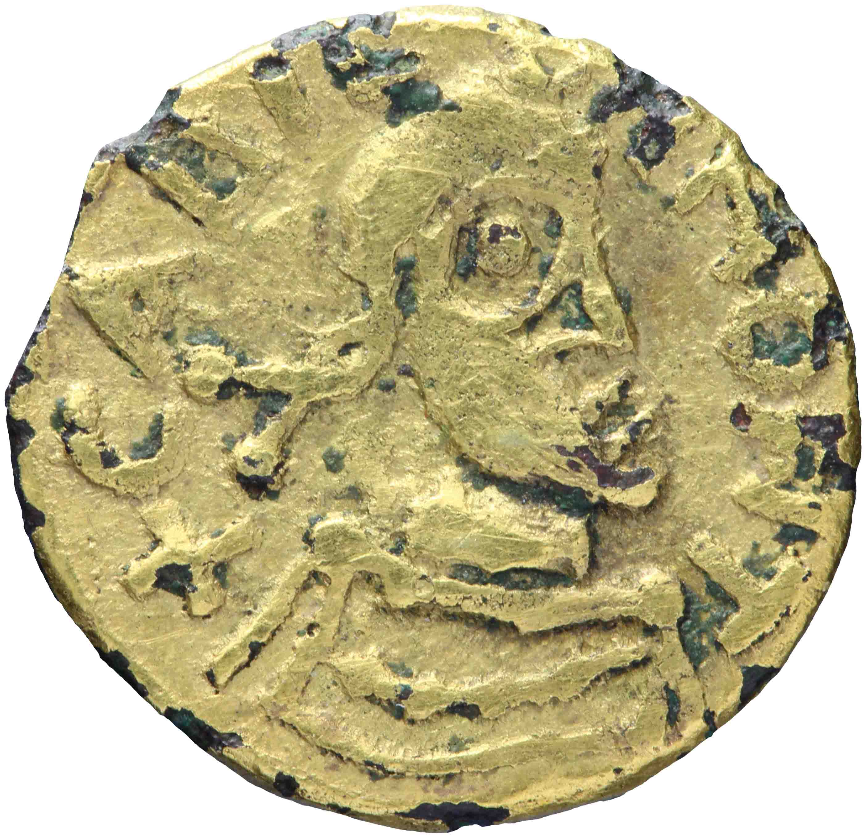 Afbeelding van de voorzijde. tremissis. Inventarisnummer:RE-22339