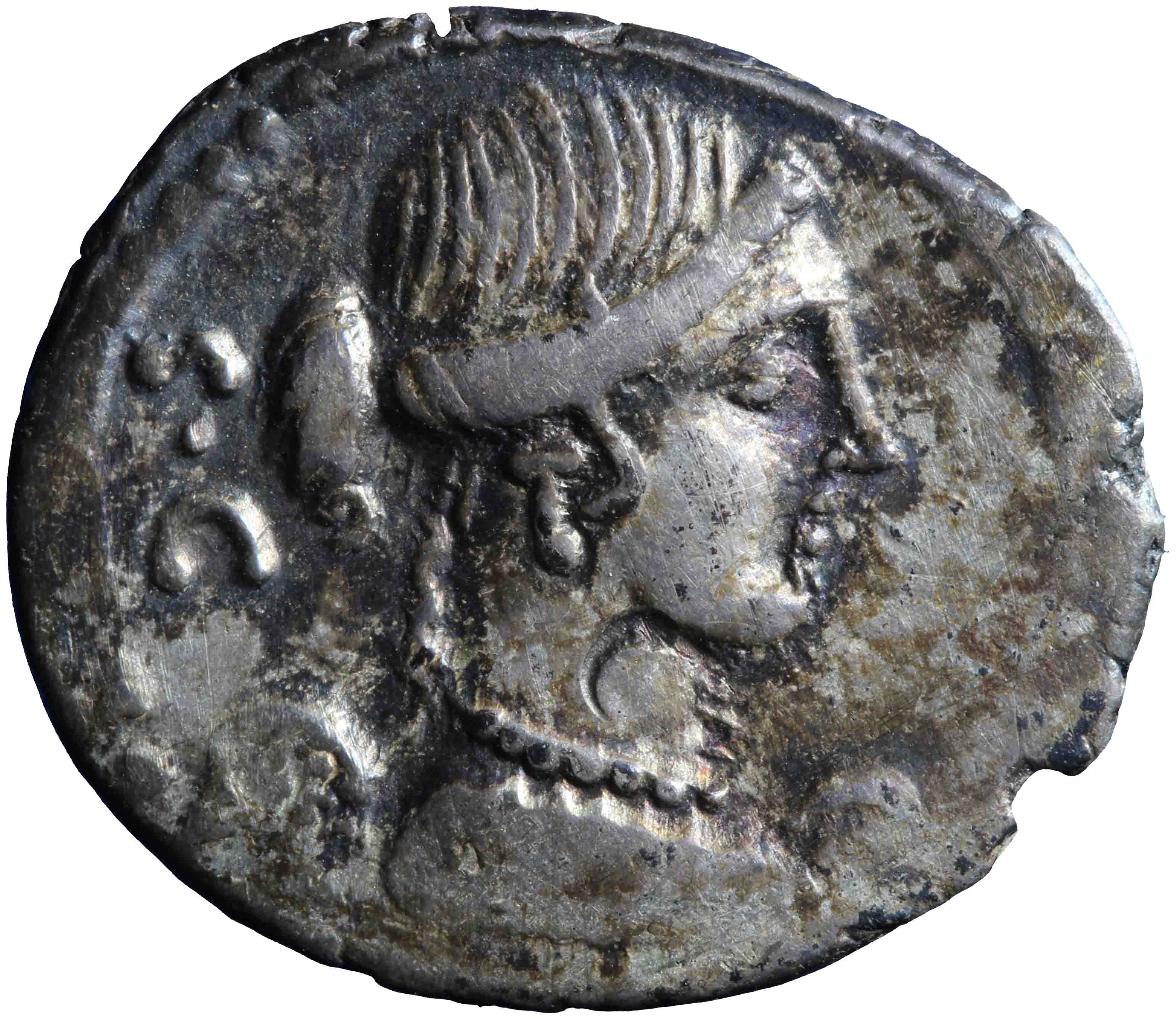 Afbeelding van de voorzijde. denarius. Inventarisnummer:RO-00640